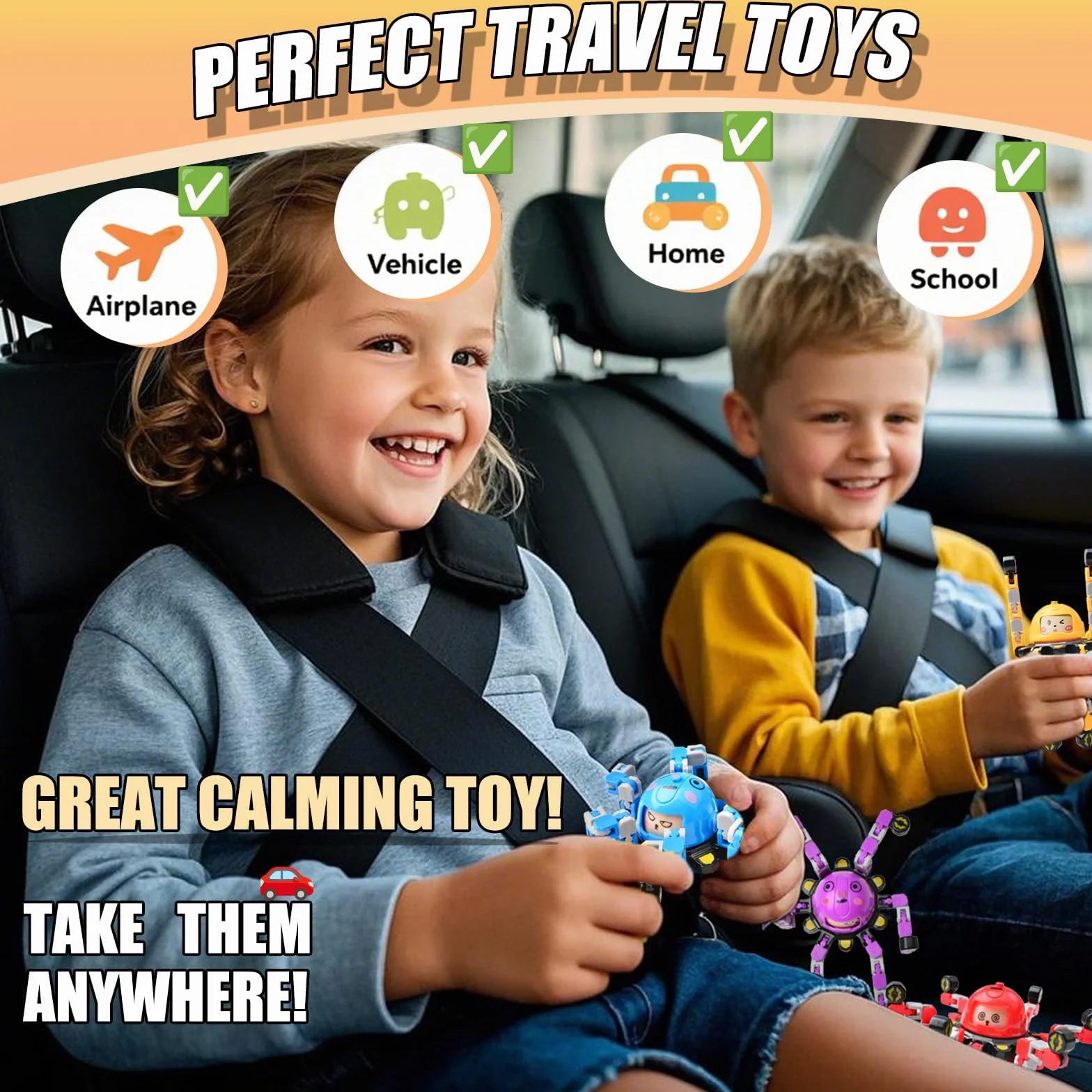 Felly Fidget Gry Spinner 4 sztuki, Przekształcający się Robot Fingertip, Zabawki antystresowe dla dorosłych, zabawki sensoryczne dla ADHD Autyzm lęk, śmieszne DIY żyroskop, kreatywny prezent biurowy