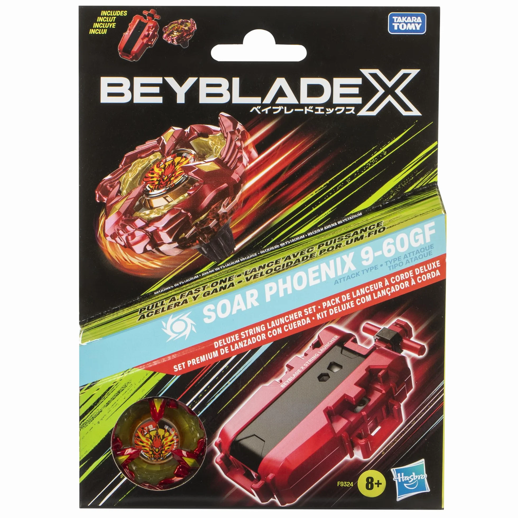 Zestaw wyrzutni sznurkowej Beyblade X Soar Phoenix 9-60GF Deluxe