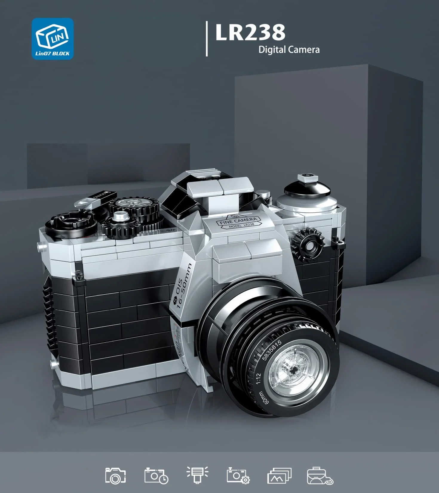 ZHE GAO Rysunek do złożenia z małymi klockami. Odtwarzanie półautomatycznego mechanicznego lustrzanki.