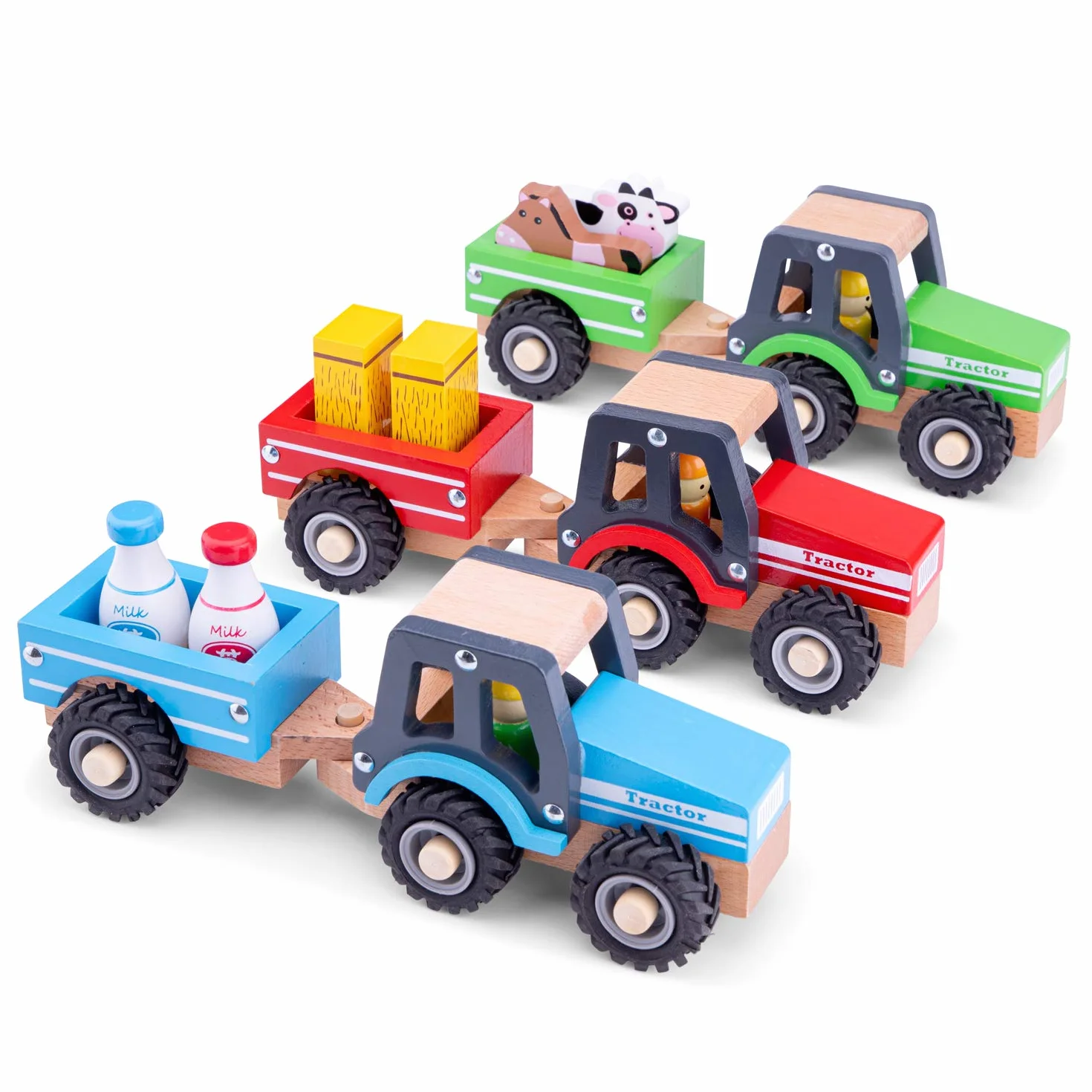 New Classic Toys Traktor Z Przyczepą I Zwierzętami Pojazd Zabawkowy, Wielokolorowy, Od 18 Miesięcy