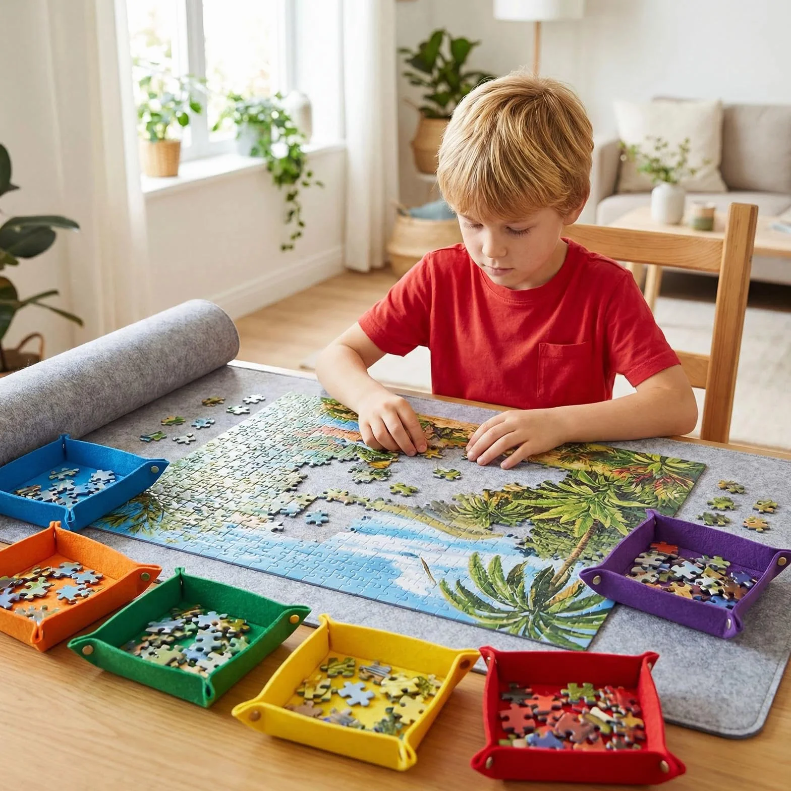12 sztuk filcowych układanek do sortowania przenośne układanki można układać w stos składane filcowe tace do sortowania guzików pudełko do sortowania puzzli akcesoria do puzzli 1000 elementów