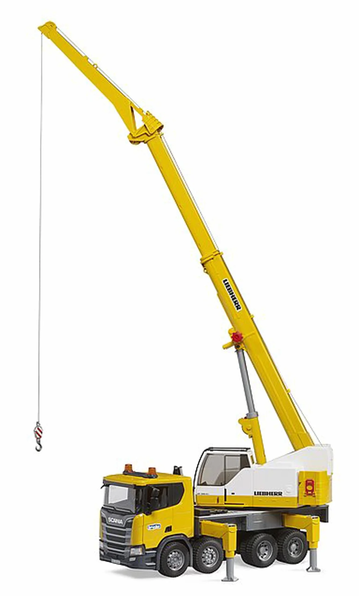 bruder 03571 - Ciężarówka z dźwigiem Scania Super 560R Liebherr z modułem świetlno-dźwiękowym - 1:16 Pojazdy, Pojazdy budowlane, Ciężarówka z dźwigiem, Zabawki od 4 lat