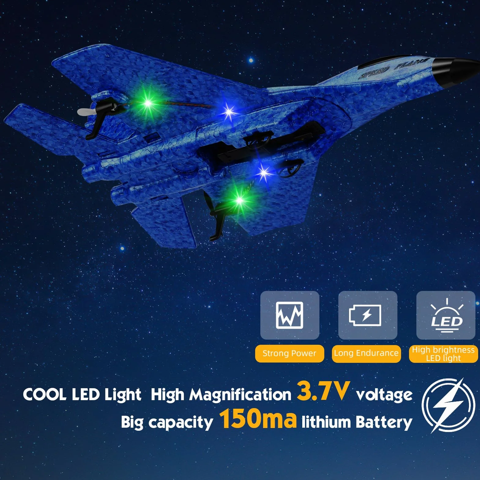 Zabawka samolotowa RC 2,4 GHz, zdalnie sterowana, 2CH RC, samolot RTF dla początkujących, sterowany samolot F z oświetleniem LED, zabawka model samolotu dla początkujących, dzieci i
