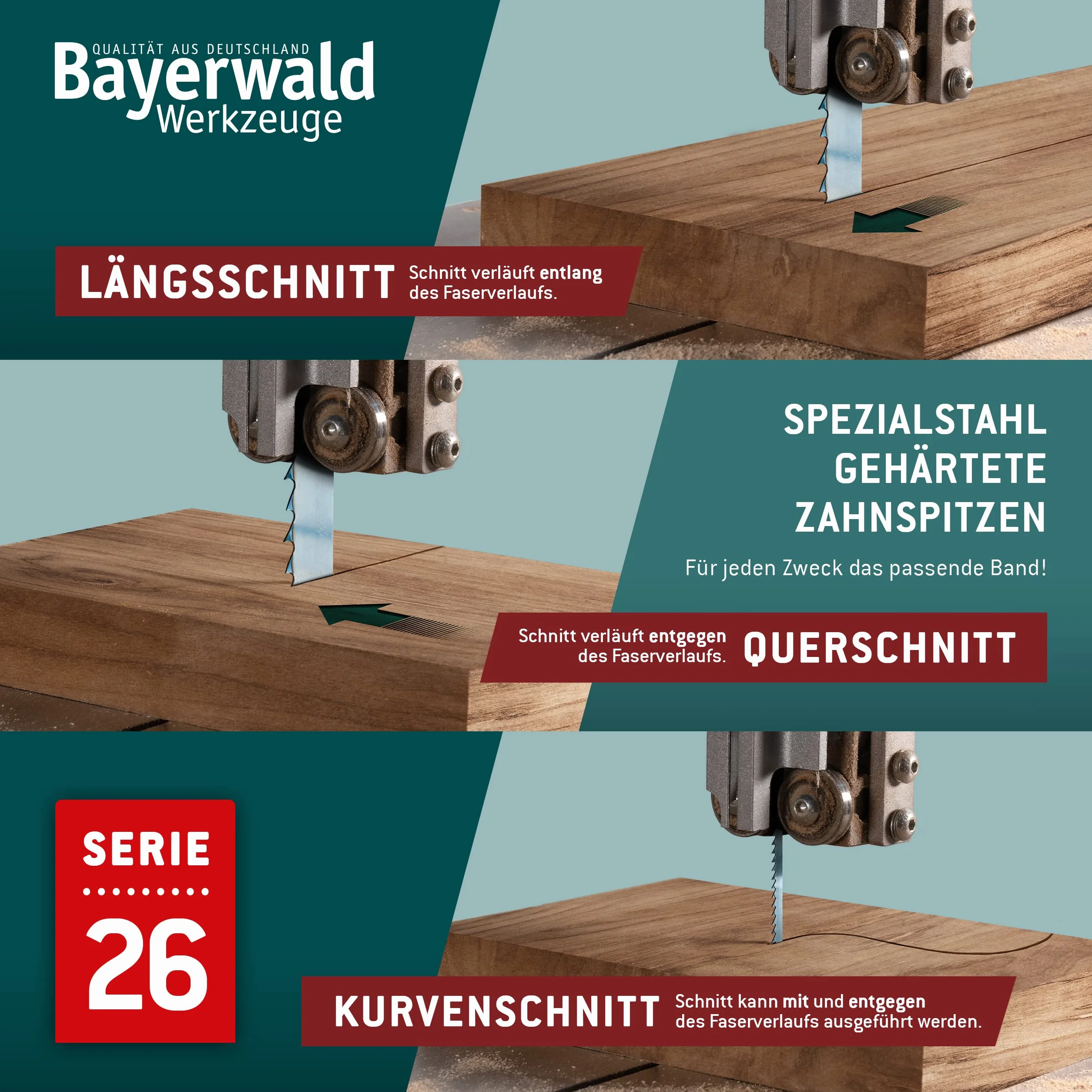 Bayerwald ostrze do piły taśmowej ze stali hartowanej – 1826 x 8 x 0,5 x 4 / do wszystkich powszechnie stosowanych rodzajów drewna/taśmy do piły Bernardo i wielu innych.