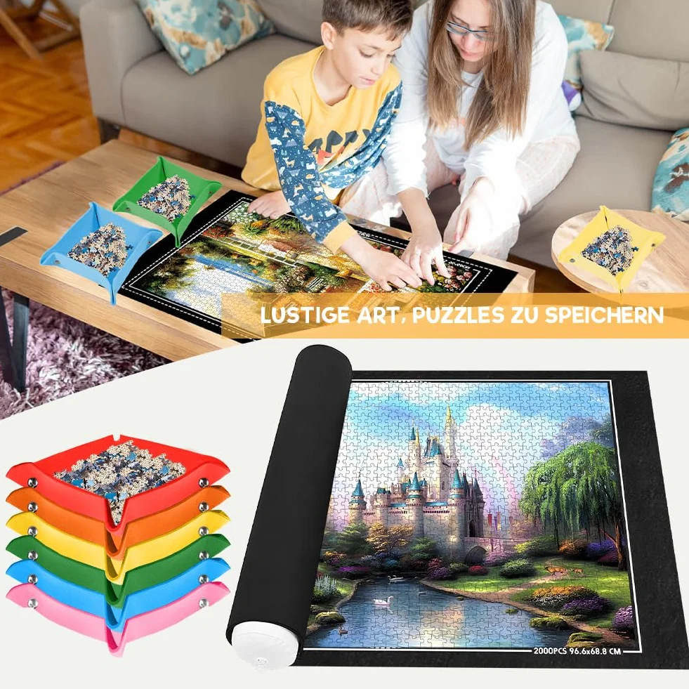 Joycabin Mata do puzzli - przenośna mata rolowana na 1000, 1500, 2000 elementów - dywan do przechowywania i transportu puzzli