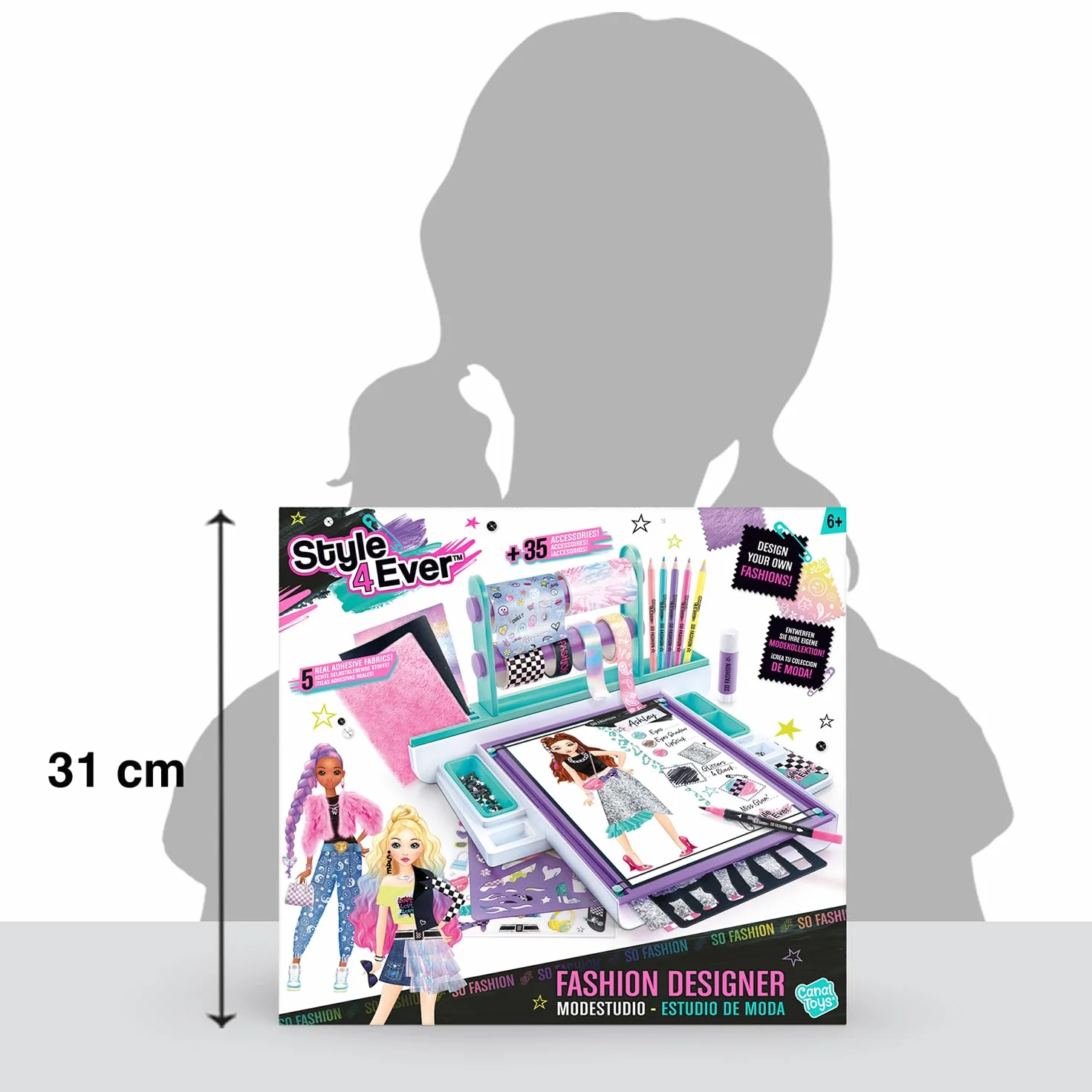 Canal Toys - Styl 4 Ever Fashion Designer Tablet Dziecko 6 lat + - Studio rysowania i kreatywnego wypoczynku z samoprzylepnymi tkaninami, szablonami, naklejkami i pisakami, aby stworzyć swoją kolekcję