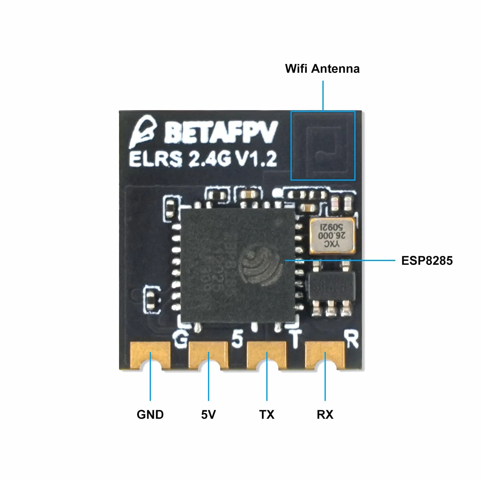 BETAFPV ExpressLRS Lite Receiver with Flat SMD Ceramic Antenna High Refresh Rate Long Range Performance Compatible for 65/75/85mm FPV Racing Whoop Drone V1.2