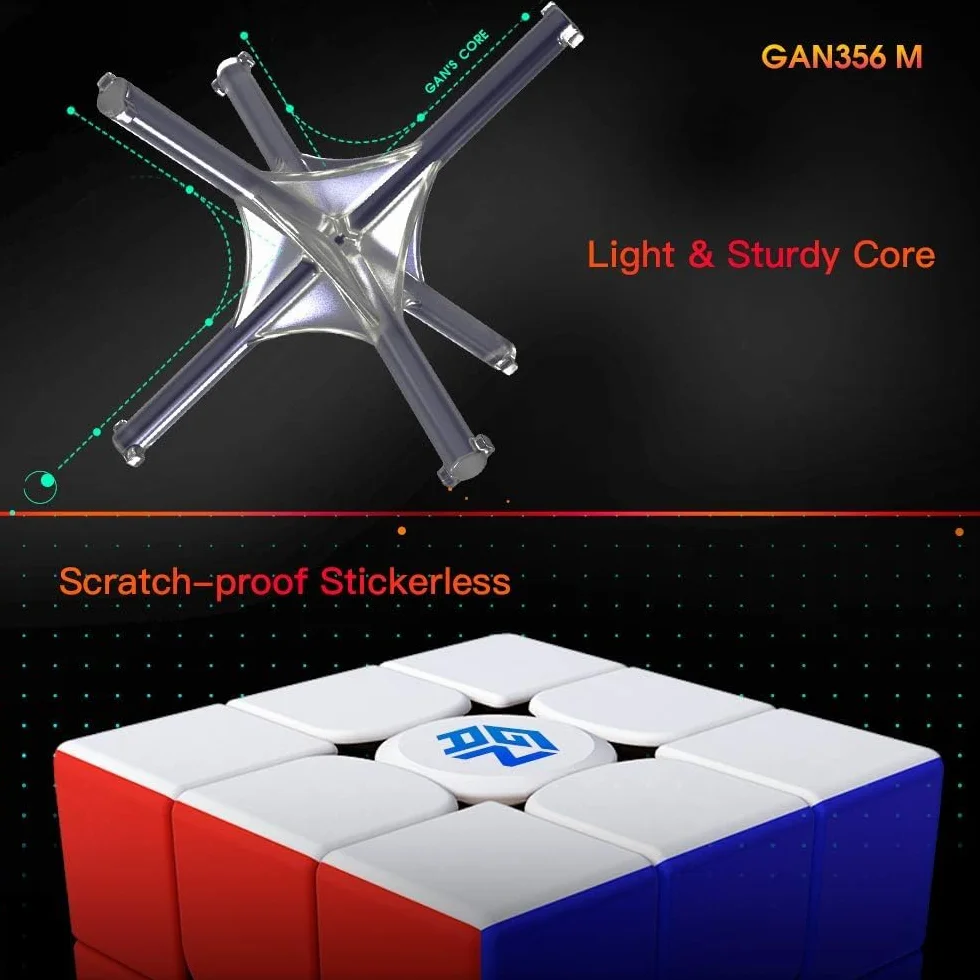GAN 356M Magnetyczna kostka speedcube 3x3 48 magnesów 4 rodzaje sprężystości