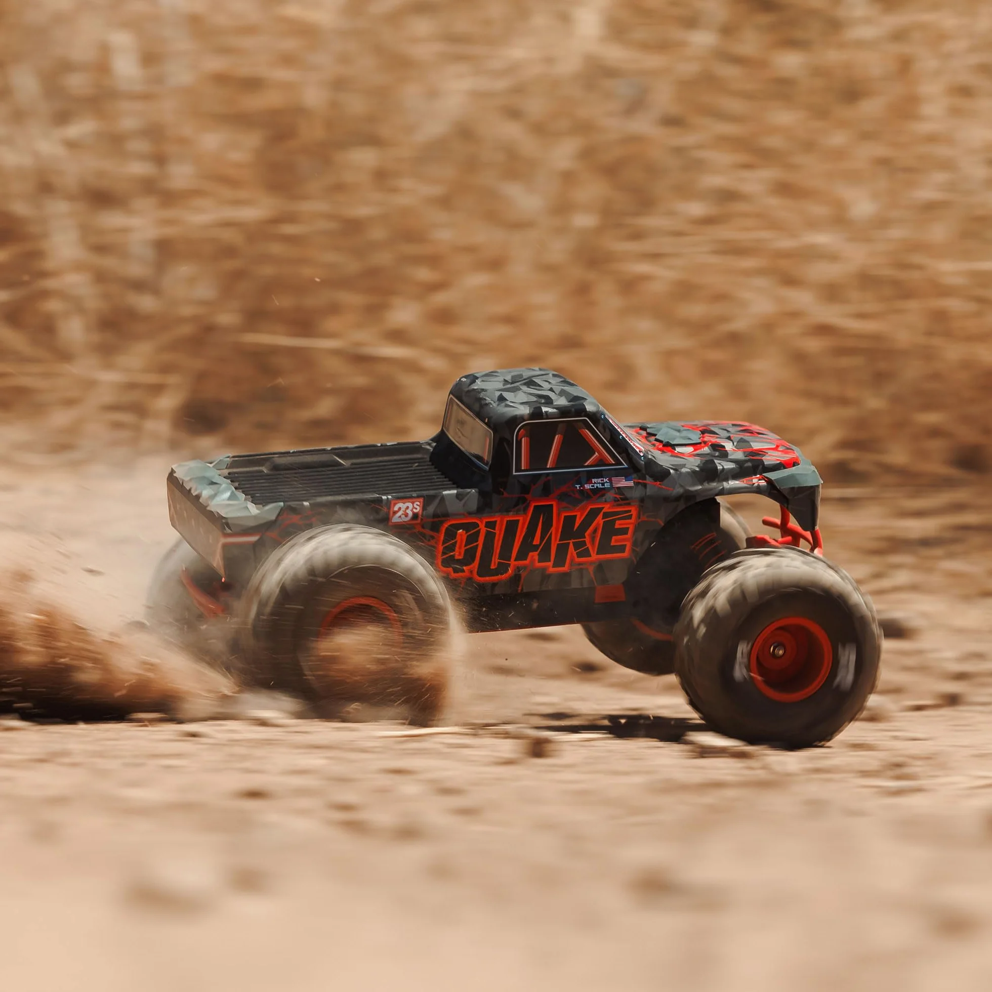 ARRMA RC Truck 1/10 Quake 223S 2WD RTR bezszczotkowy Monster Truck czerwony