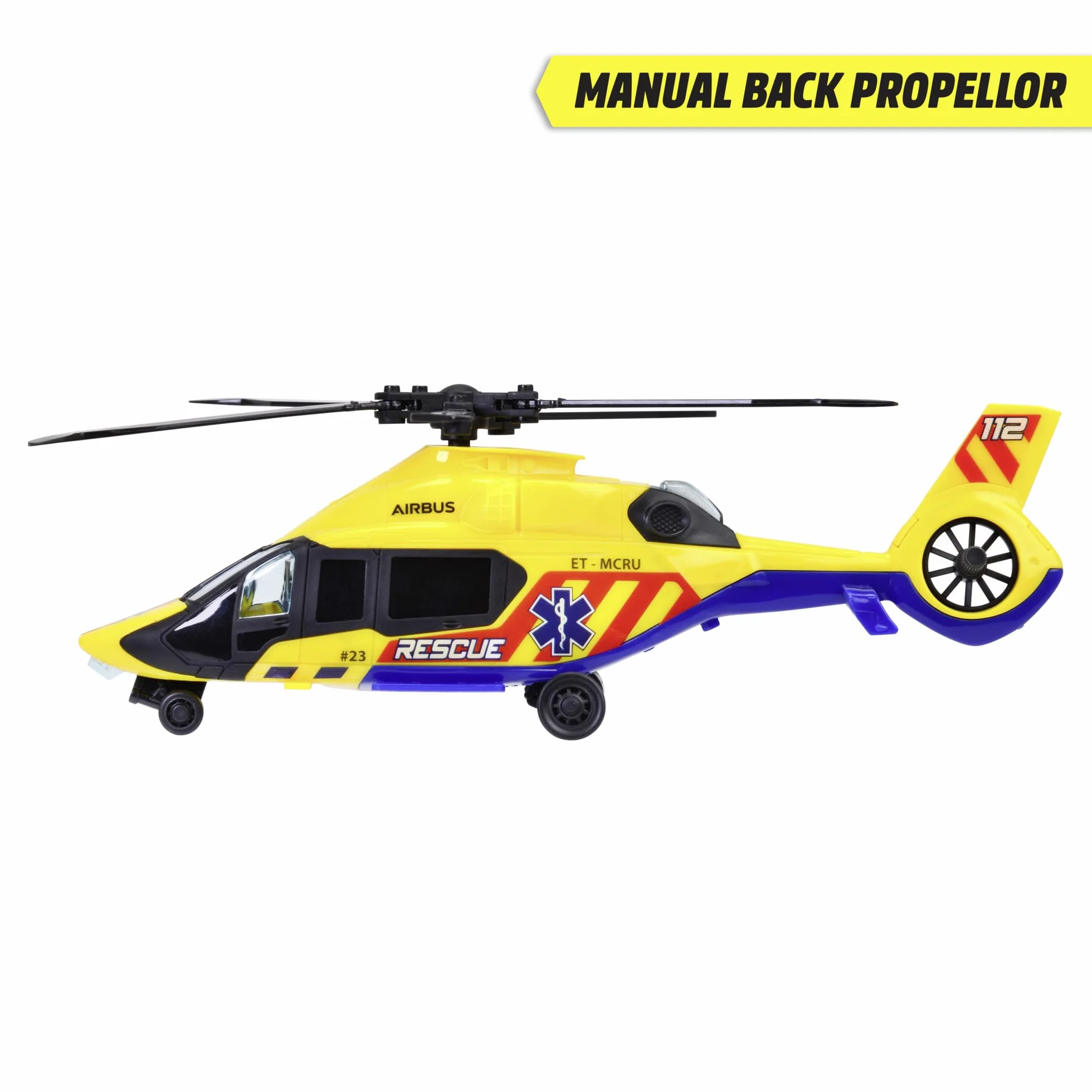 Dickie Toys - Helikopter ratowniczy Airbus H160 (żółty, 23 cm) z wysokiej jakości śrubami (ultra cichy i długi czas pracy) – zabawka helikopter dla dzieci od 3 lat