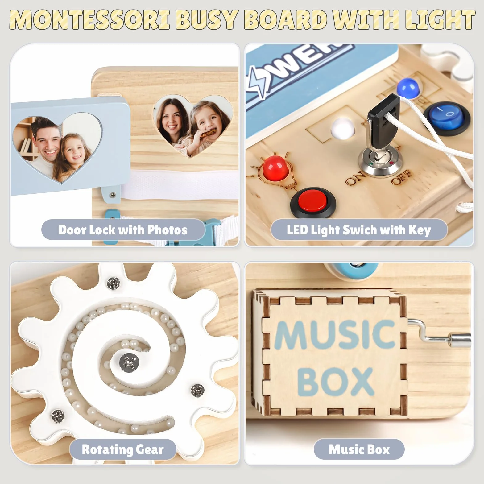 Joyreal Busy Board Montessori - deska motoryczna zabawka motoryczna, zabawka sensoryczna