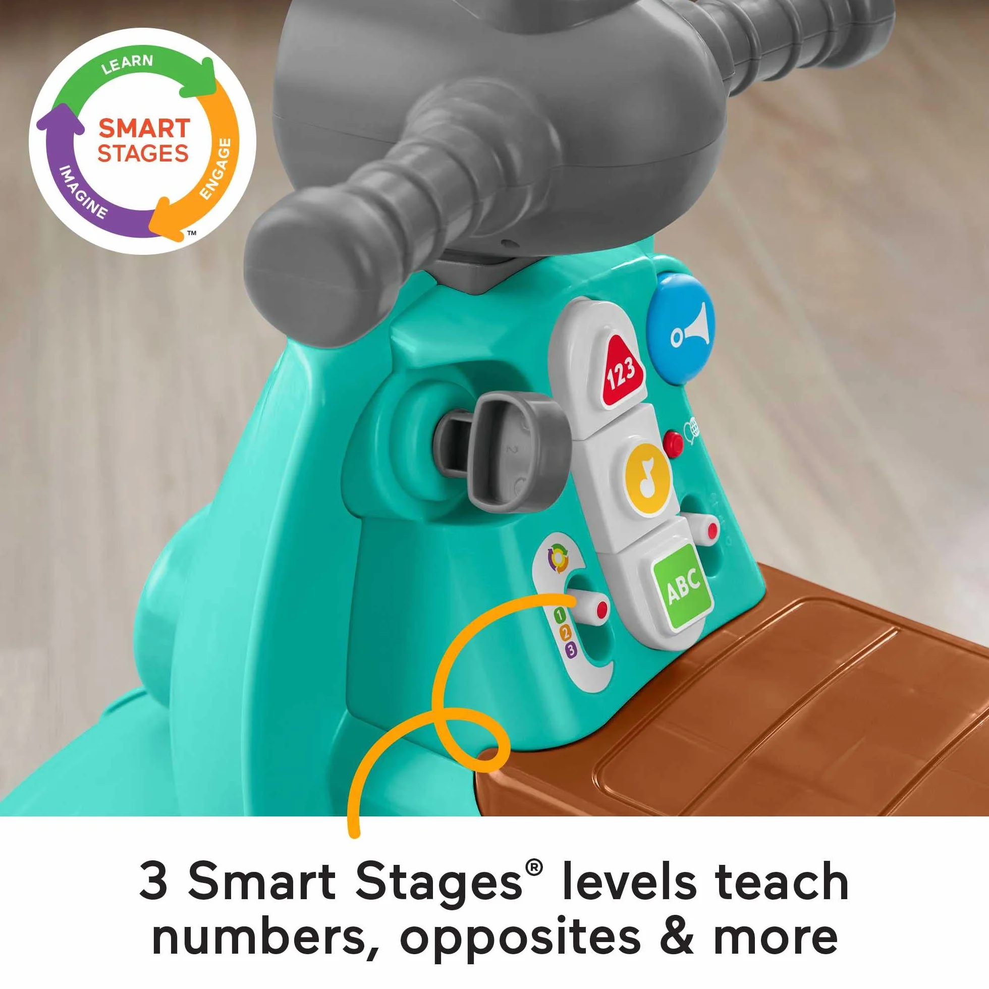 Fisher-Price HMV76 - zabawka jeżdżąca na hulajnodze dla maluchów z treścią edukacyjną Smart Stages do odgrywania ról, wersja wielojęzyczna, zabawka edukacyjna, baby playzeg od 12 miesięc