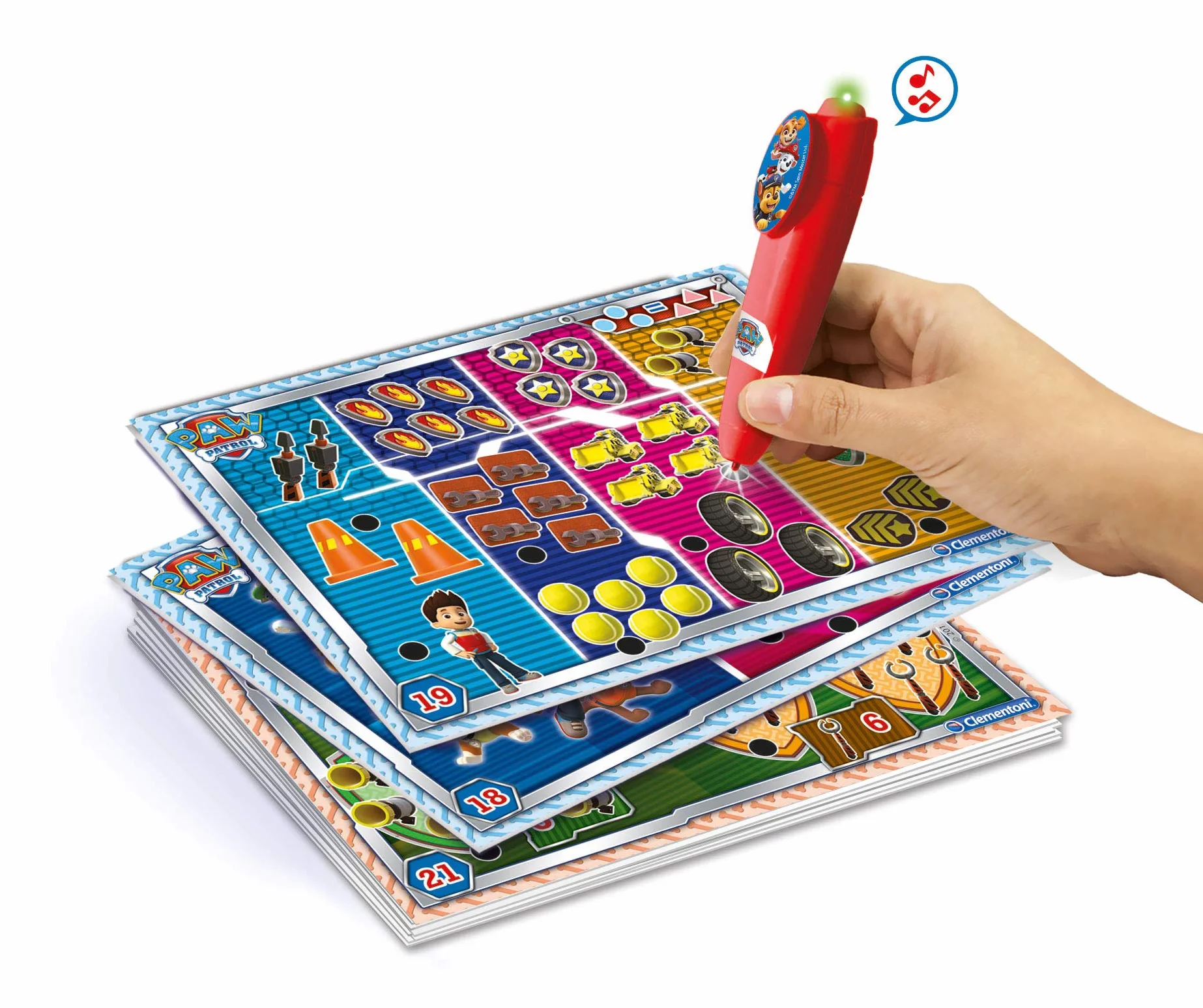 Clementoni Sapientino Basic Paw Patrol-Elektroniczna gra edukacyjna z interaktywnym piórem, Dzieci 3 lata+ (Wersja włoska), Made in Italy, Wielobarwny, 16334