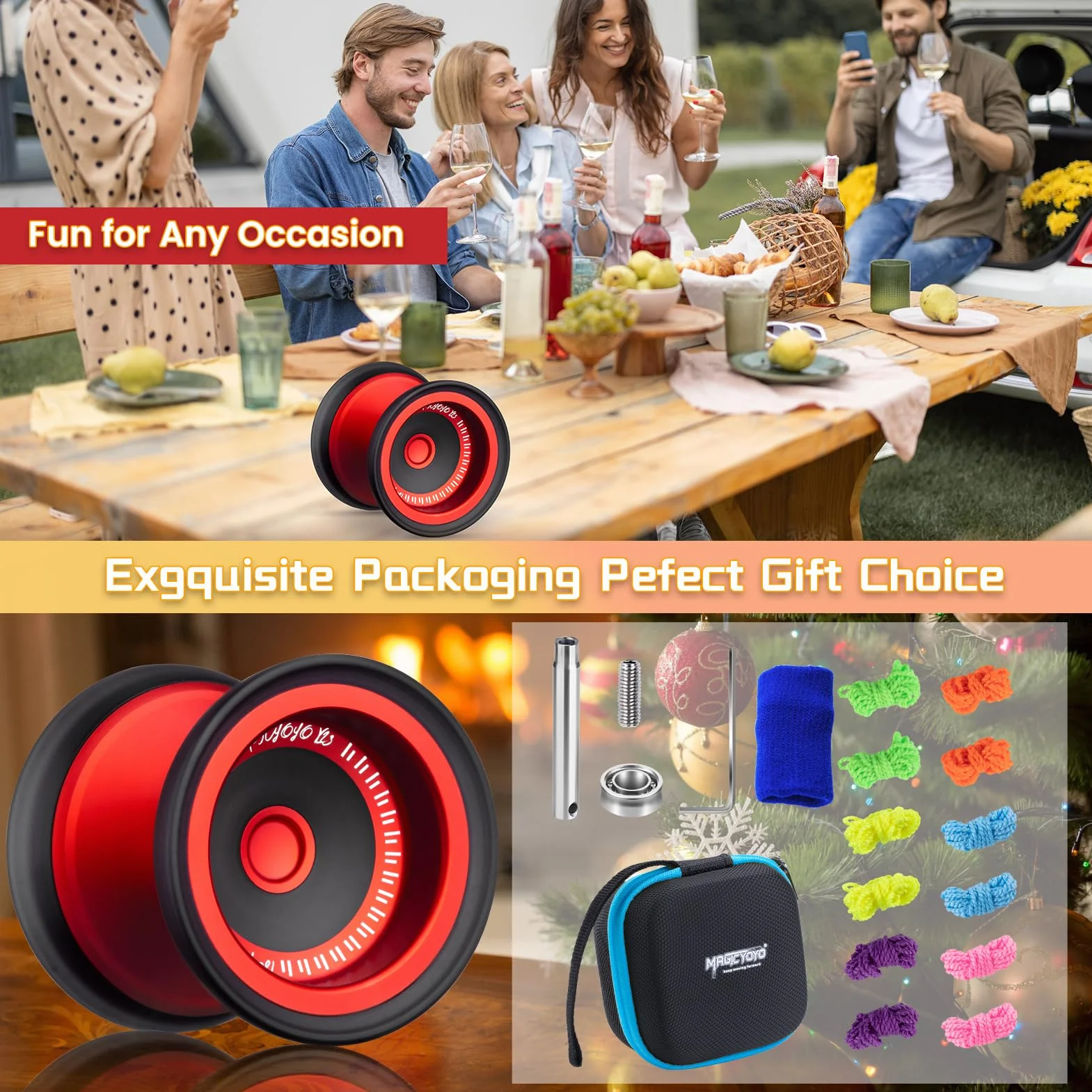 MAGICYOYO V13 Professional YoYo - responsywne Yoyo dla dzieci i niereagujące Yo Yo dla zaawansowanych graczy, trwała metalowa i hybrydowa konstrukcja PC, łatwe kręcenie palcami, idealne dla
