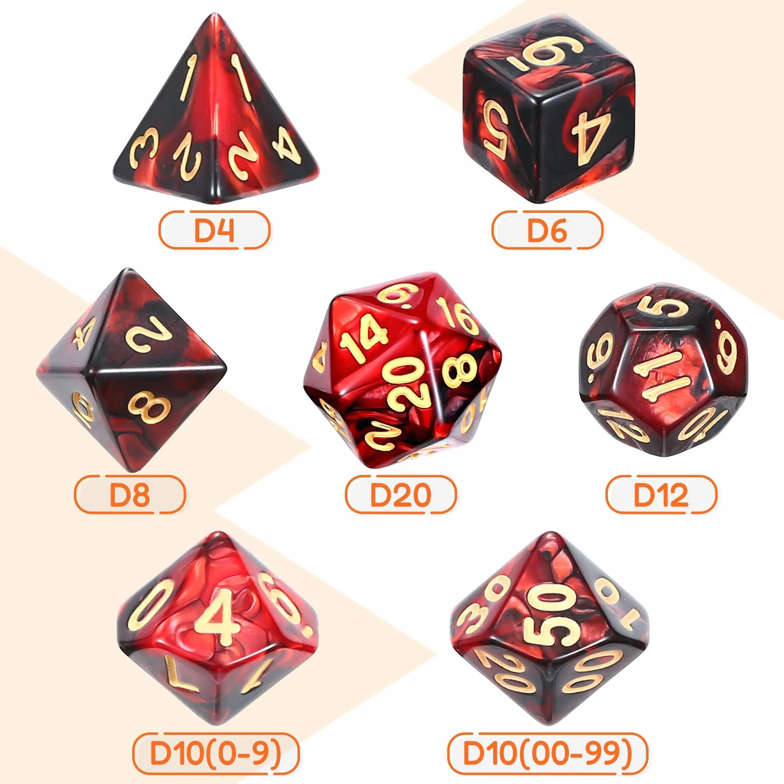 6 x 7 (42 sztuki) wielościennych kostek zestaw z workiem podwójnych kolorów, zestaw wielościennych kostek do gry w lochy i smoki, DND RPG, MTG, W20, W12, W10, W8, W6, W4, gry karciane