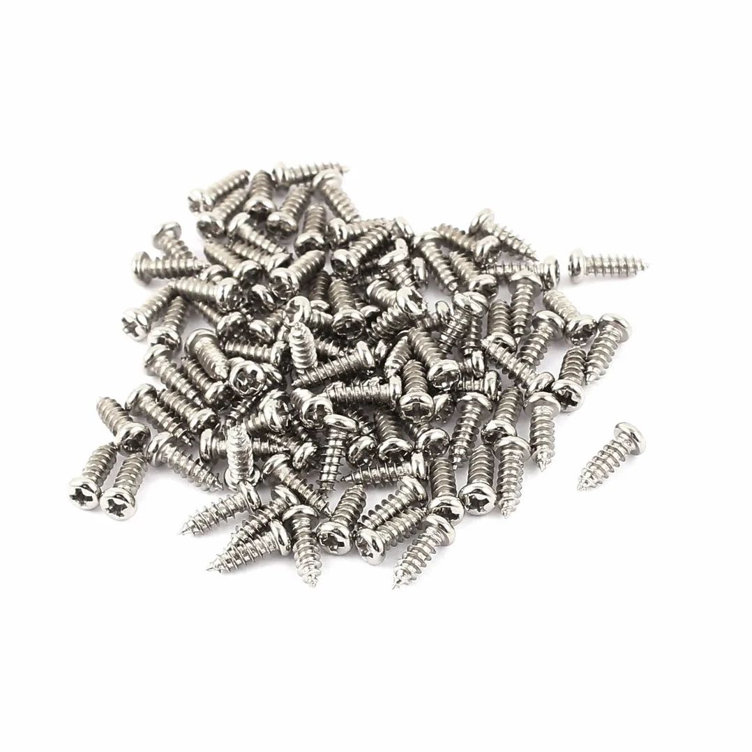 sourcing map Śruby Phillips Samowiercące Okrągła łeb 100 sztuk M2.5 x 8mm Stal nierdzewna STL Śruby
