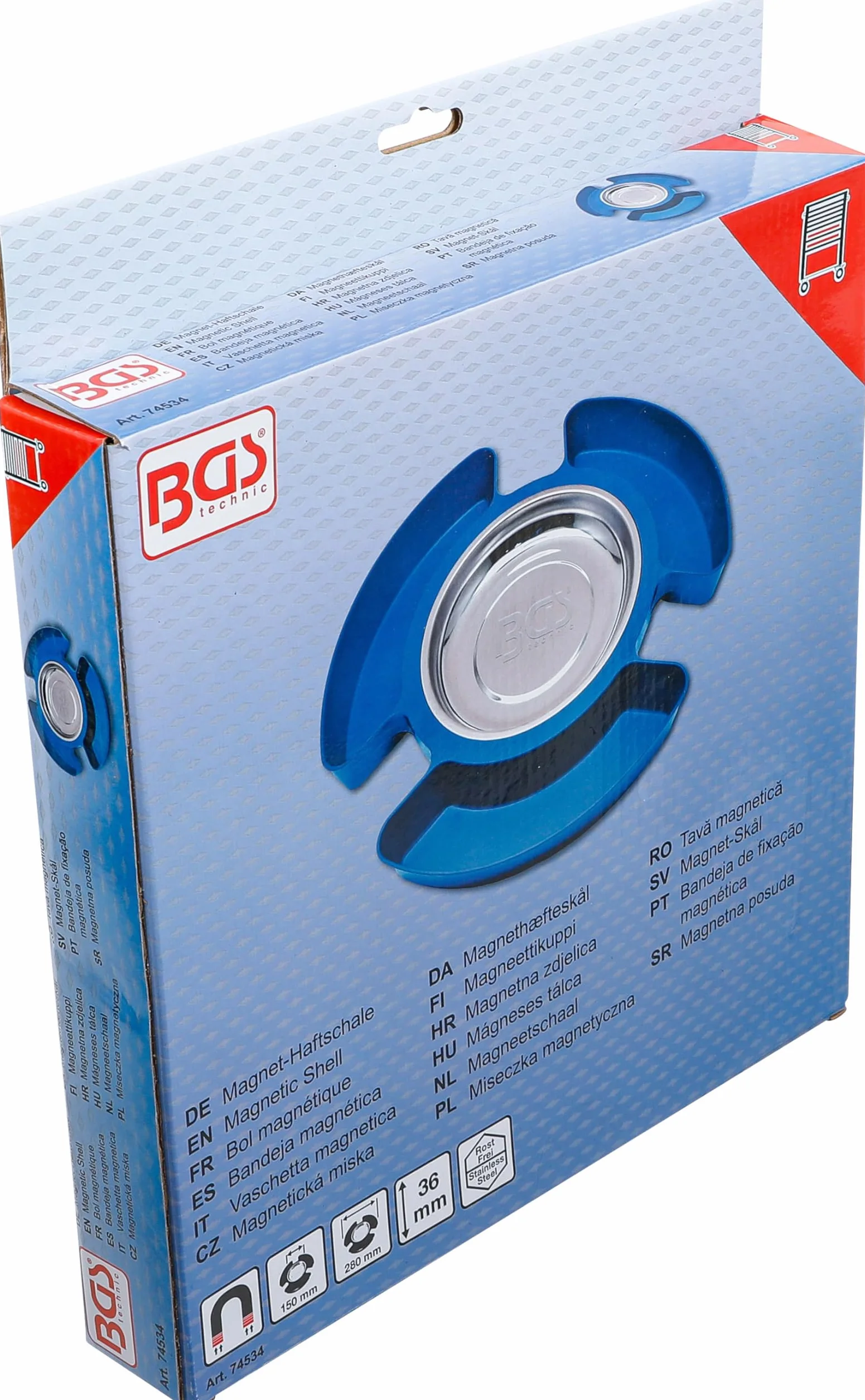 BGS 74534 | Miseczka magnetyczna | z 3 plastikowymi schowkami | 150 mm