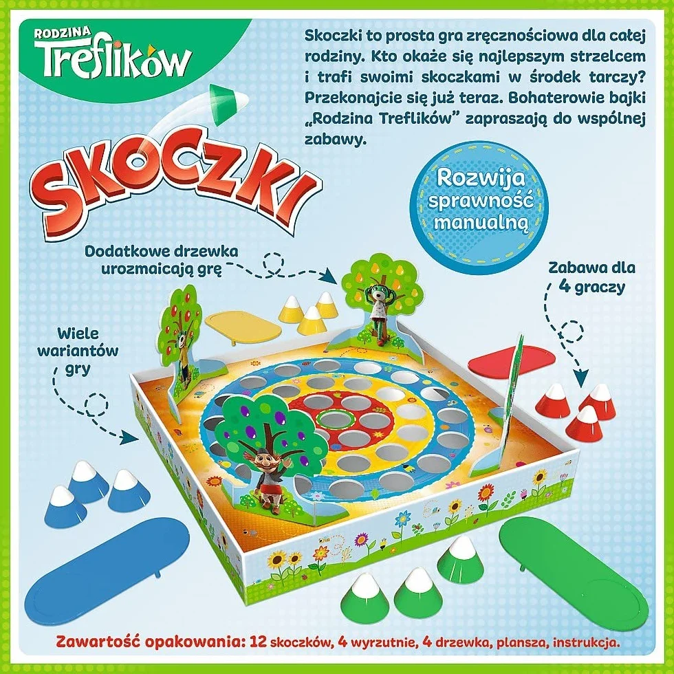 Trefl Skoczki Rodzinna Gra Zręcznościowa z Bohaterami Bajki Rodzina Treflików dla Dzieci Powyżej 3 Lat