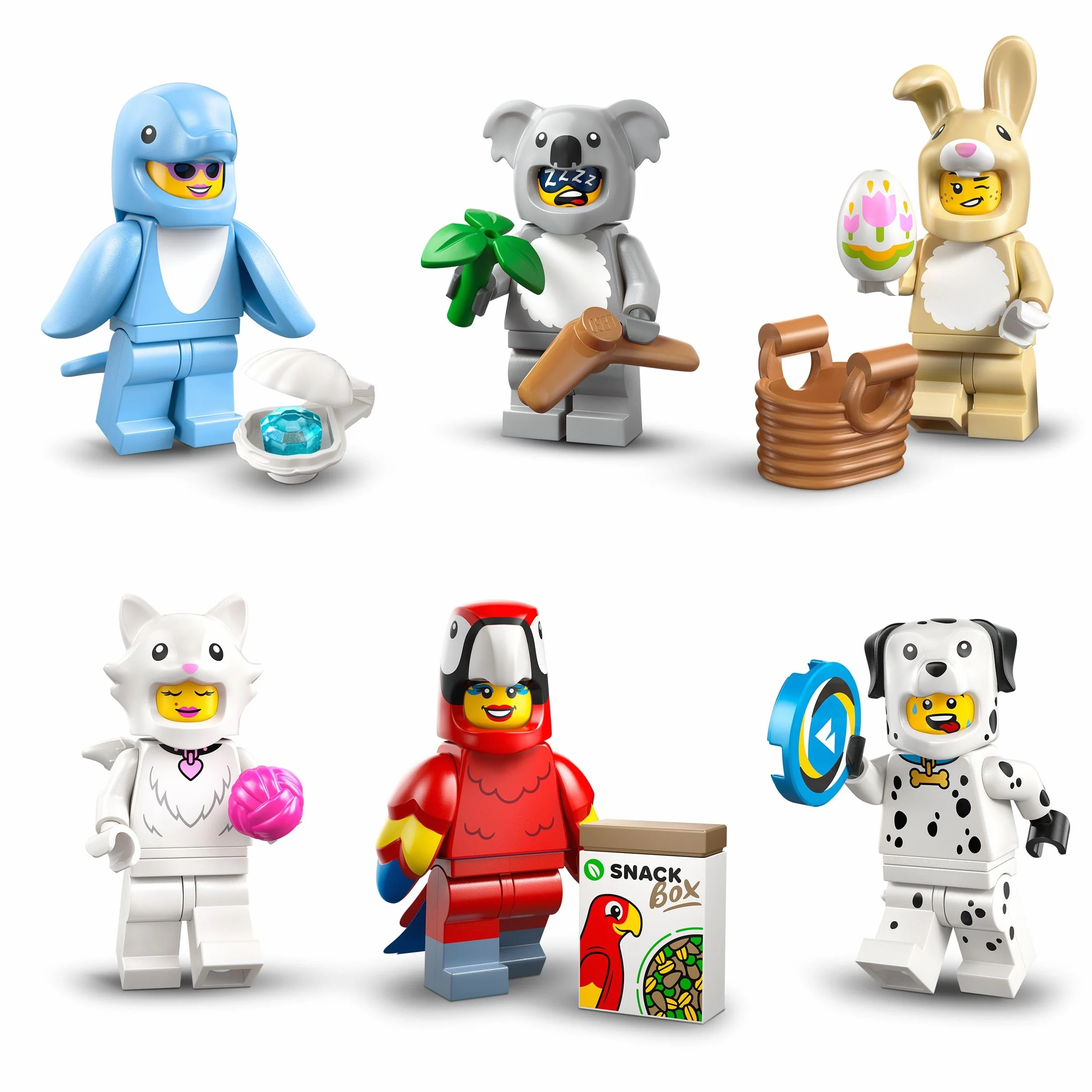 Lego Minifigurki z serii 28 z 12 figurkami: kompletny zestaw minifigurek Lego serii 71051 zwierzęta (w zestawie z płytkami z nadrukiem)