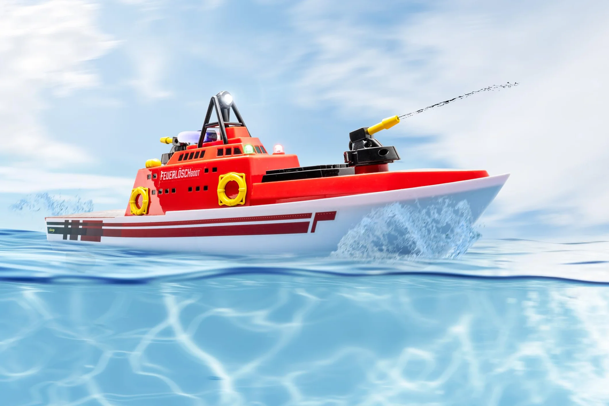 Carson 500108051 RC- Fireboat 2.4G 100% RTR - łódź zdalnie sterowana, łódź RC, łódź zdalnie sterowana dla dzieci i dorosłych, w tym pilot zdalnego sterowania