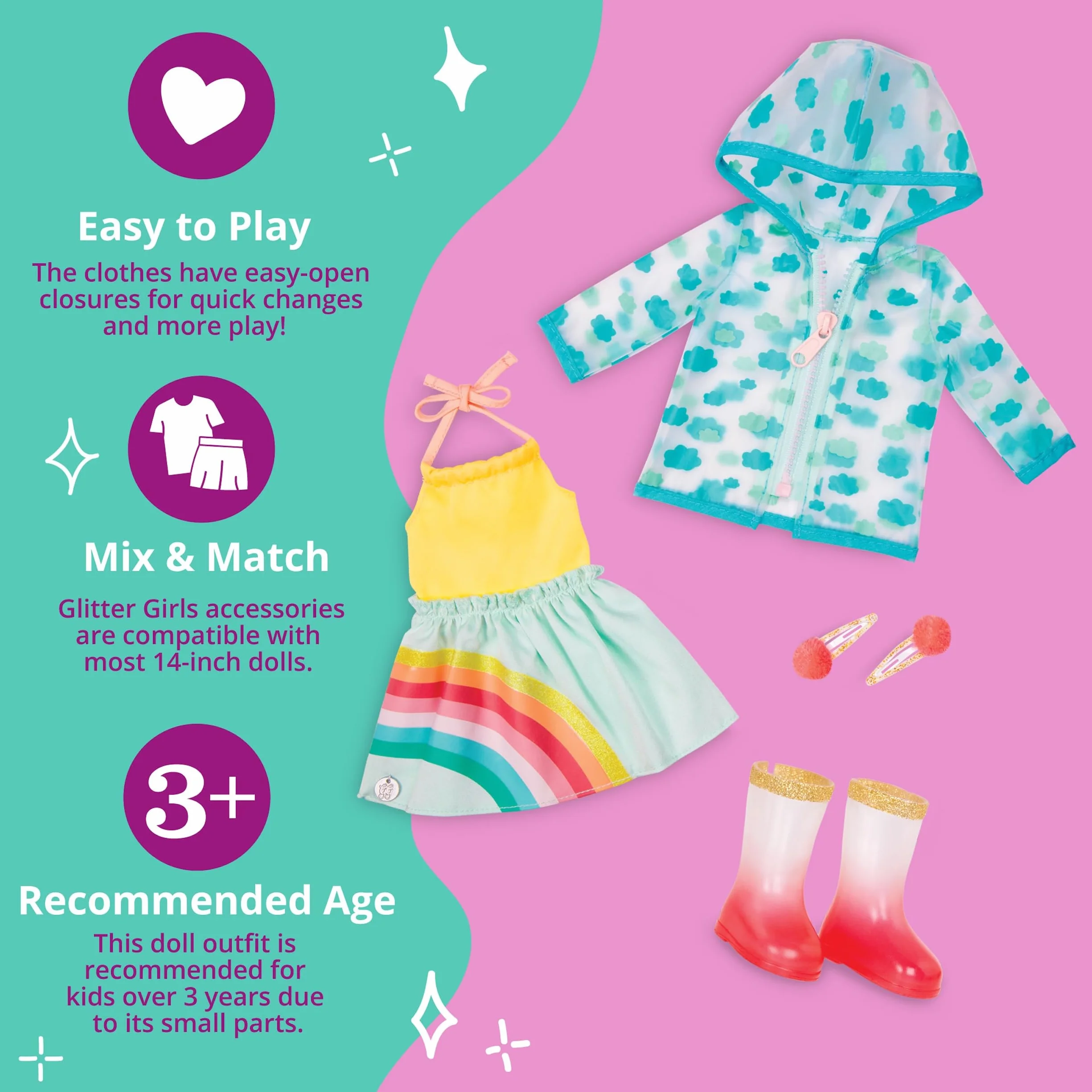 Glitter Girls 14-calowy strój Doll Deluxe Rainy Day