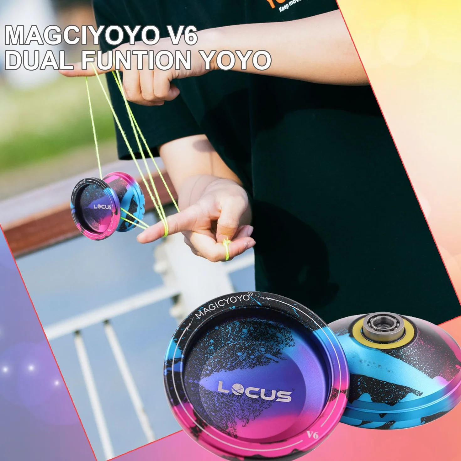 MAGICYOYO V6 Pro responsywne Yoyo z niereagującym łożyskiem metalowy dla dzieci dorosłych różowy czarny niebieski