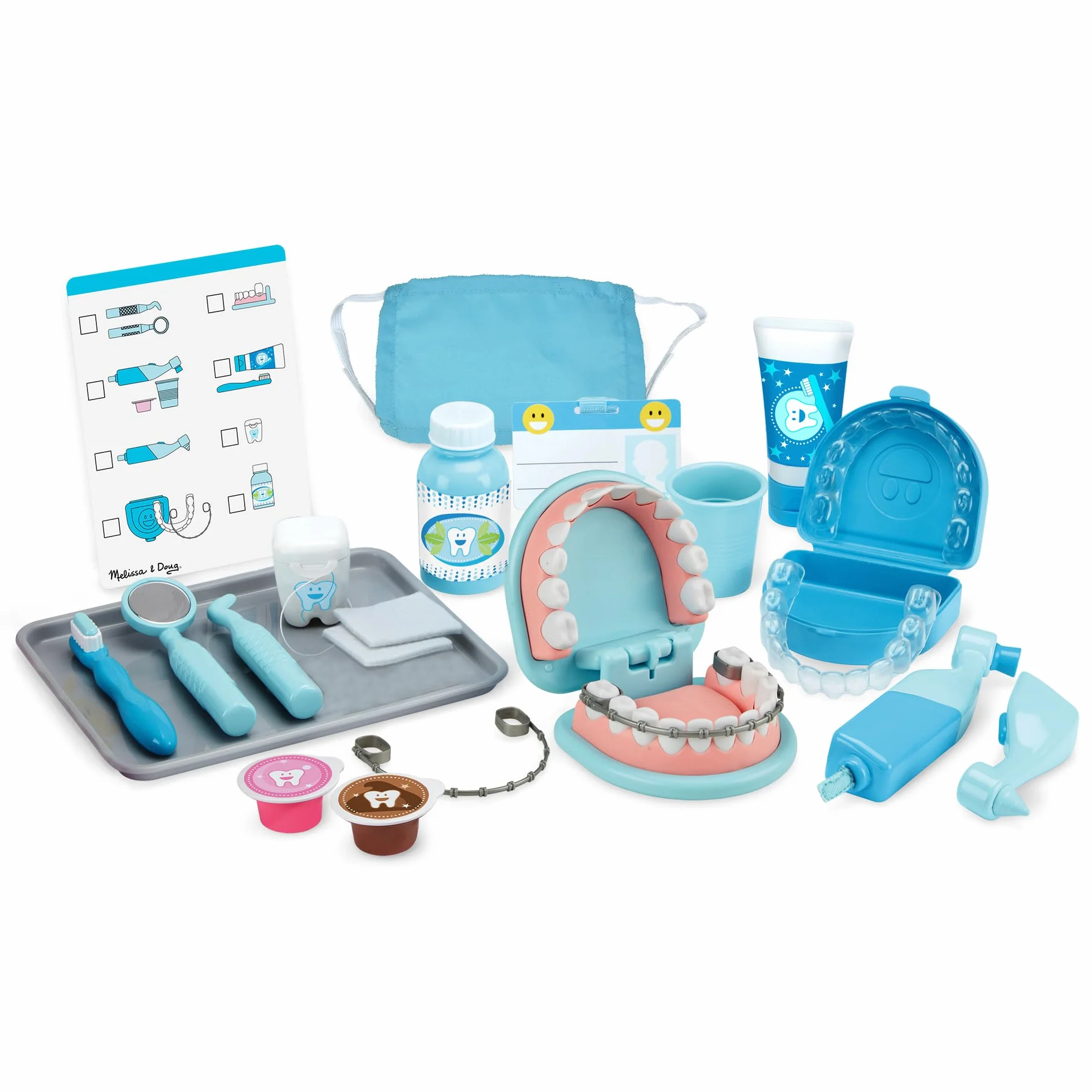 Melissa & Doug Zabawka zestaw dentysty, Drewniana zabawka, Zabawa w udawanie, Zabawki dentystyczne dla dzieci, Zabawki stomatologiczne, Montessori, 3+ lat, prezent dla chłopca lub dziewczynki