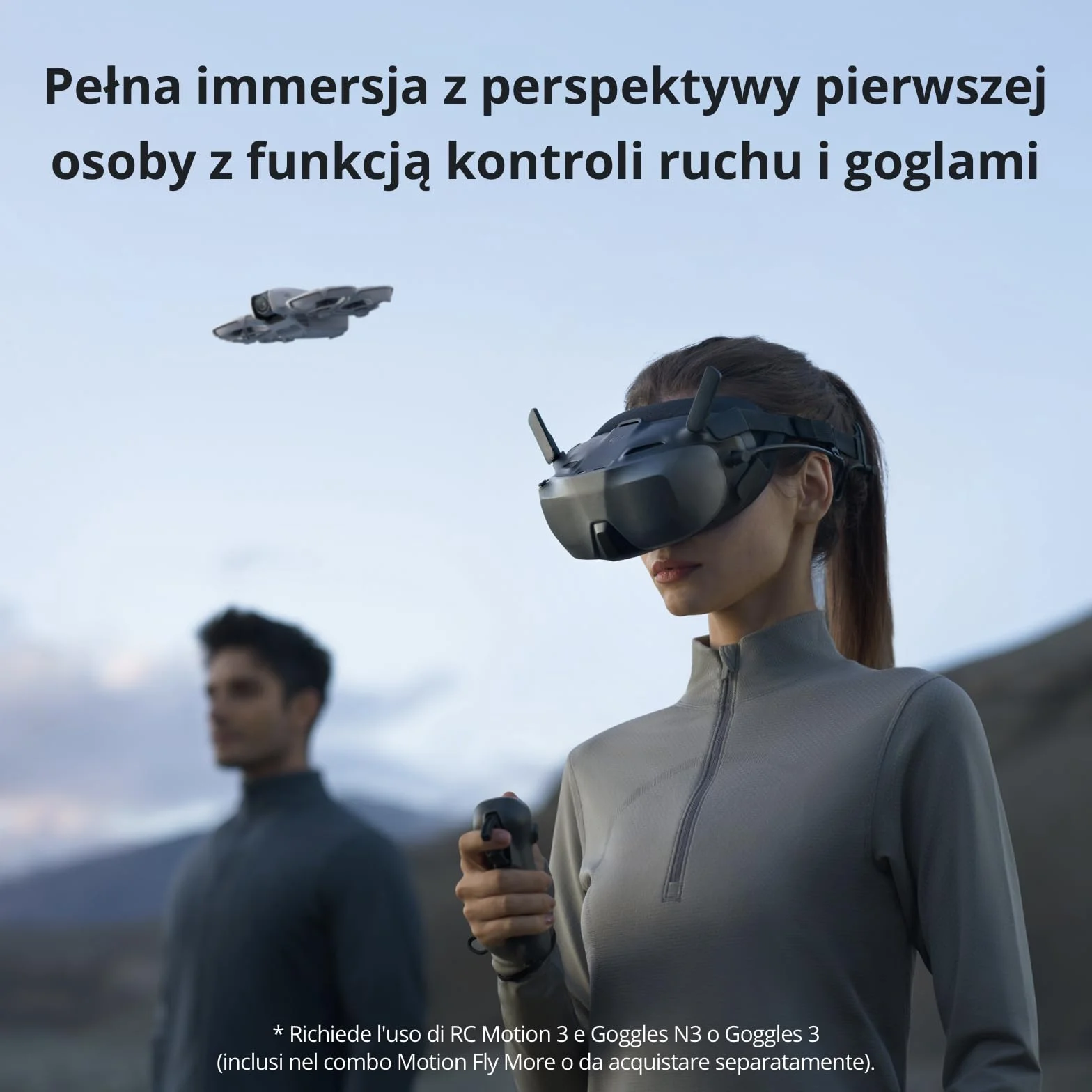 DJI Neo, mini dron z kamerą 4K UHD dla dorosłych, 135 g samodzielnie latający dron śledzący użytkownika, start z dłoni, śledzenie obiektu, QuickShots, stabilizacja wideo (nie wymaga kontrolera)