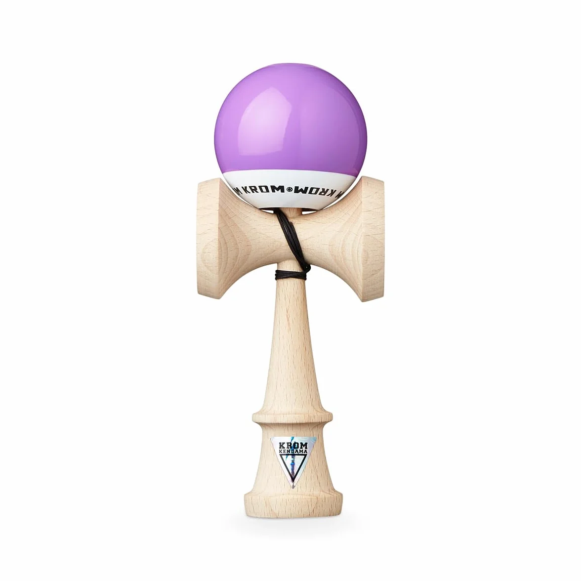 KROM - Kendama POP LOL lawenda – wysoka jakość drewna – dla początkujących i profesjonalistów – opakowanie: zapasowy sznurek + naklejki