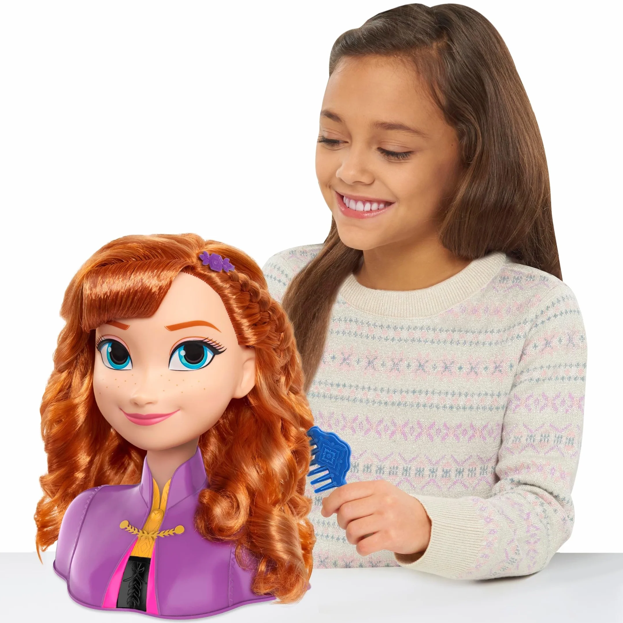 Disney Frozen 2 głowice fryzjerskie Anna 20 cm z akcesoriami do stylizacji, od 3 lat, Just Play