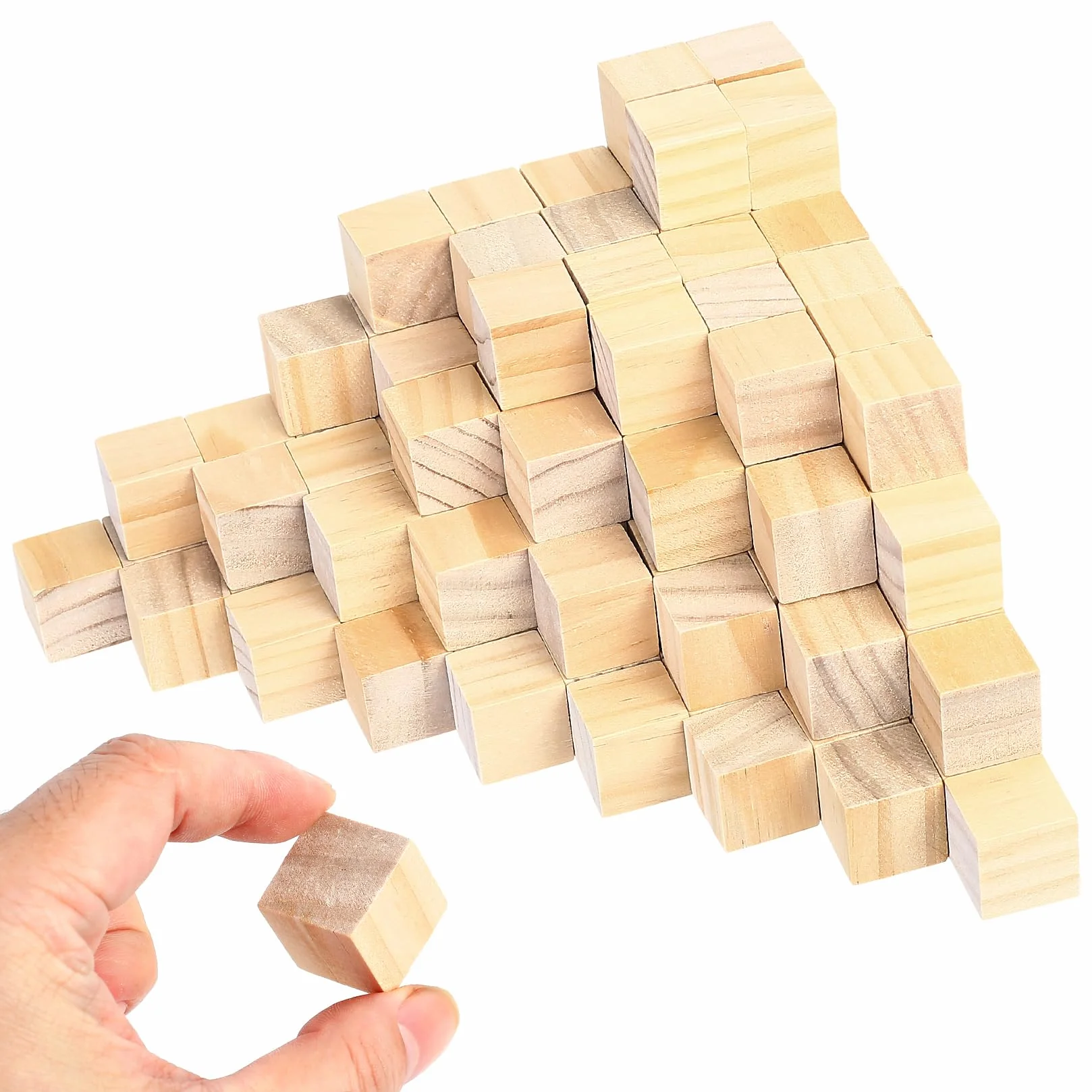 Drewniane Kostki 20mm Naturalne Kwadratowe Klocki do Rękodzieła DIY Puzzli Stempli
