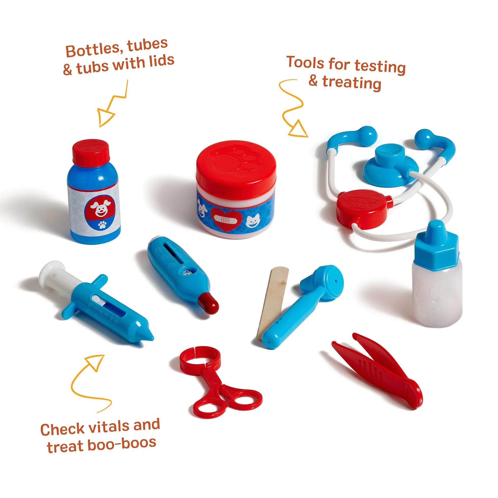 Melissa & Doug Pet Vet Zestaw do zabawy w weterynarza dla dzieci, Zabawa w udawanie, Zestaw do zabawy z pluszowymi zabawkami, 3+, Zabawa kreatywna, Prezent dla chłopca lub dziewczynki
