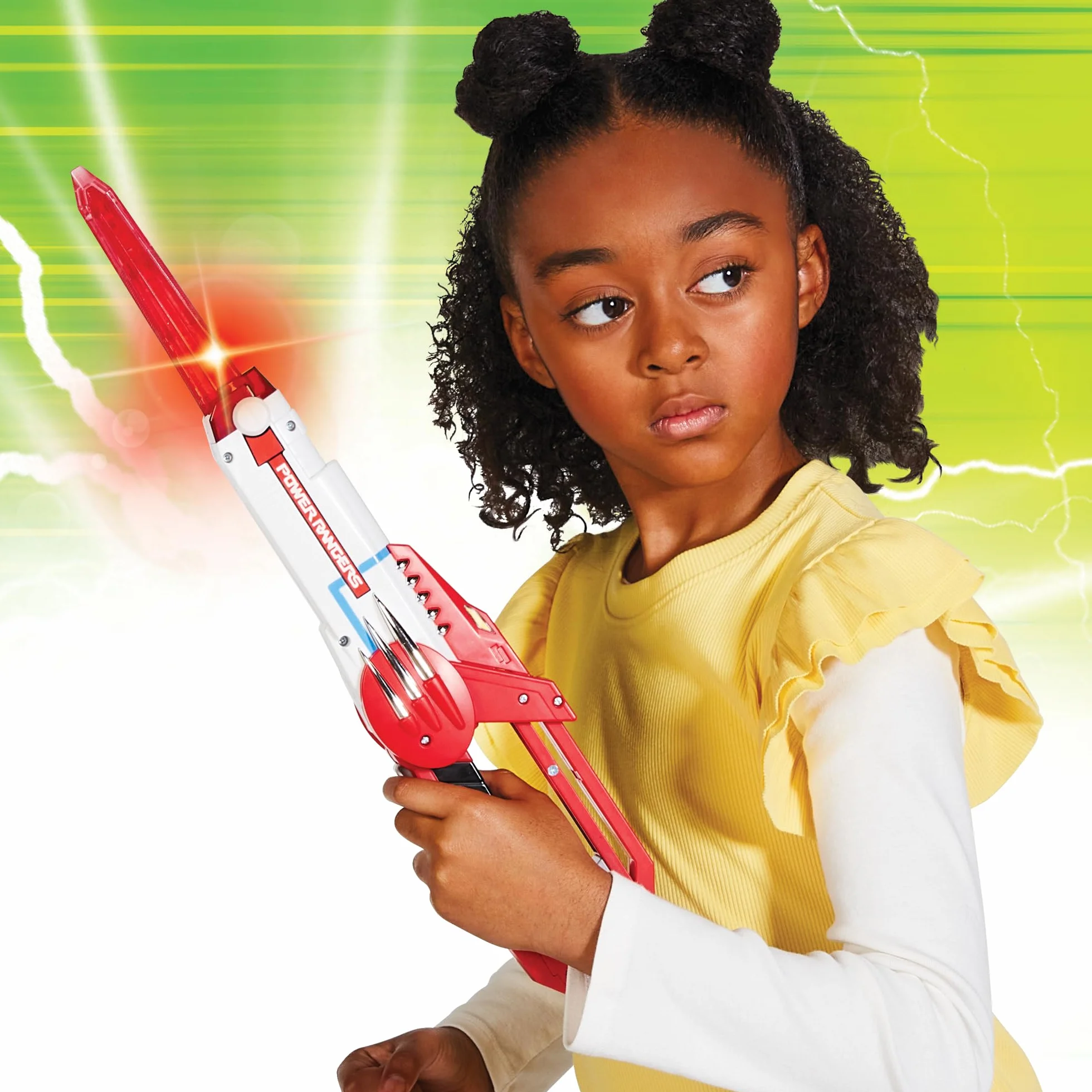 Power Rangers - Broń kostiumowa 2 w 1, elektroniczny blaster, funkcje dźwięku i światła, dla dzieci od 4 lat, PWG11