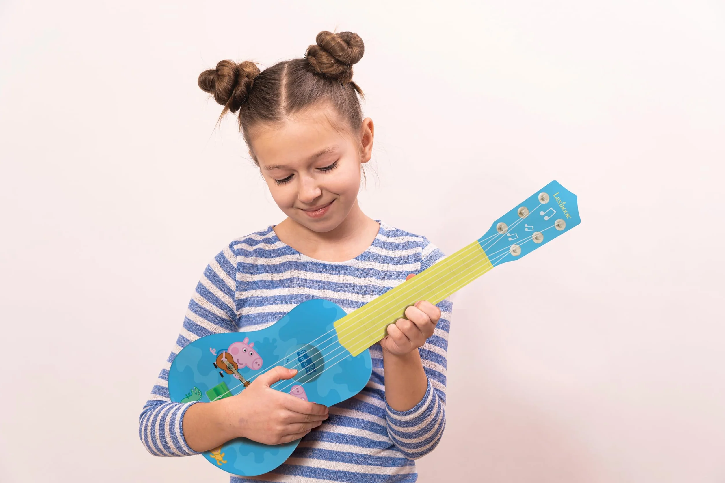 Lexibook Peppa Pig Georges My First Guitare, 6 Strun Nylonowych, 53 cm, Przewodnik w Zestawie, Niebieski, Żółty, K200PP, 53 cm