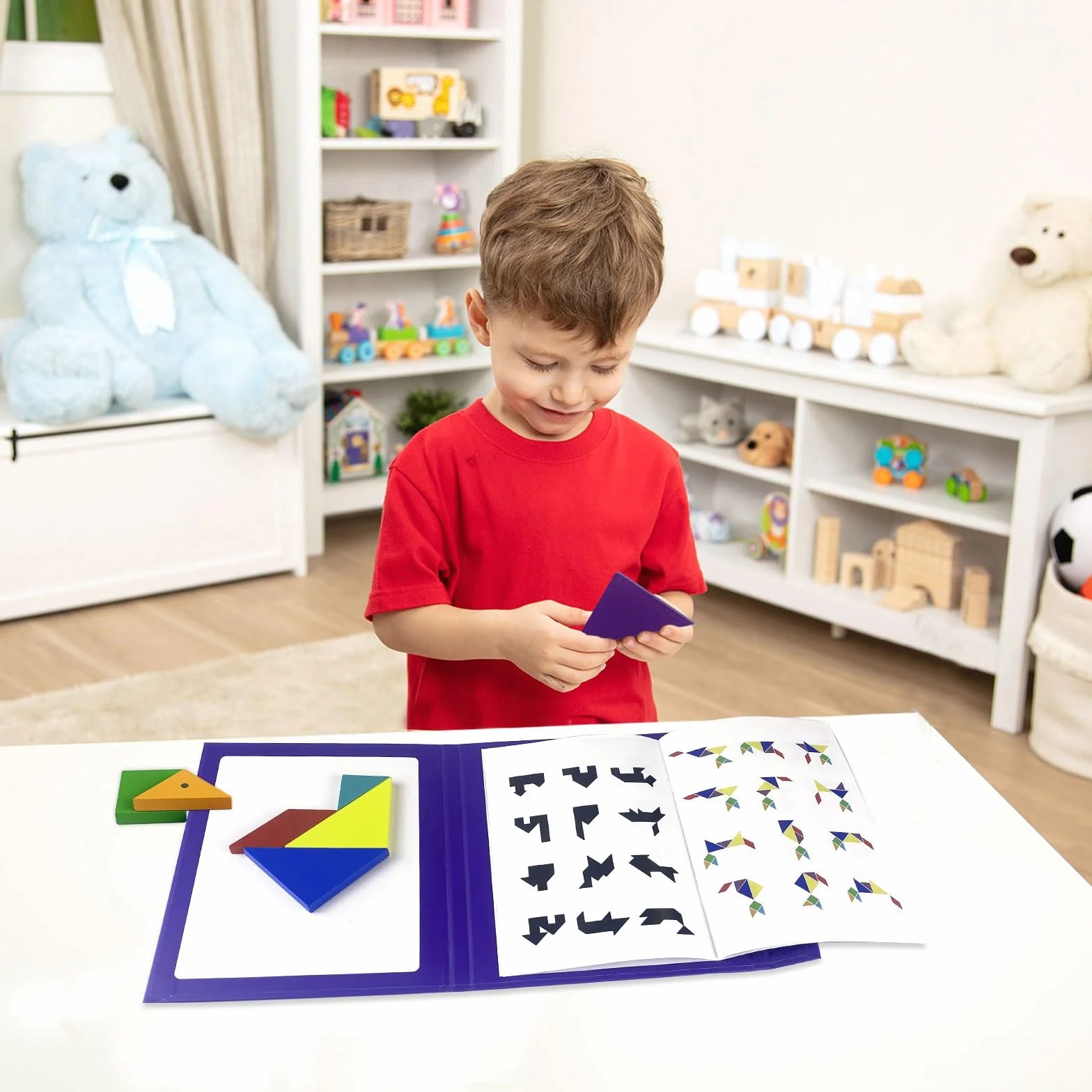 Magnetyczny tangram - geometryczne kształty, puzzle dla dzieci w wieku 3-7 lat