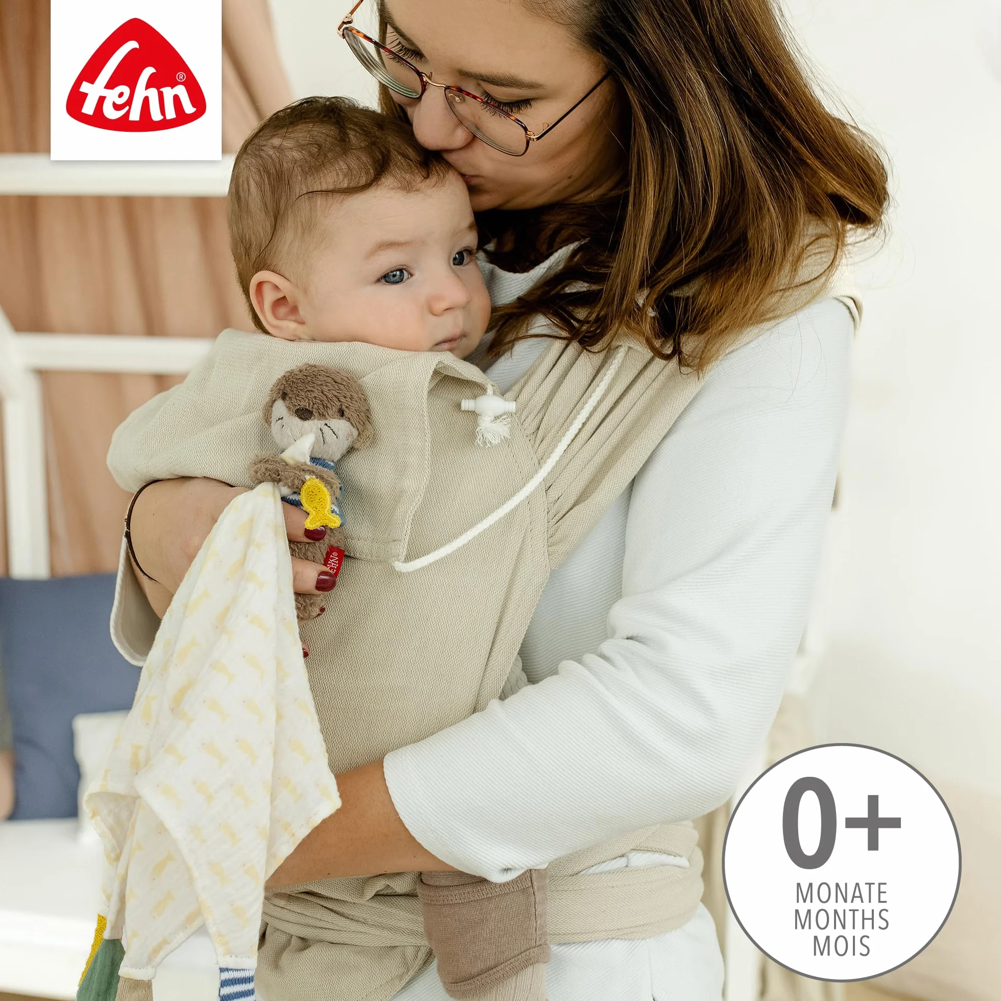 Fehn Musselin-Schmusetuch Otter Einschlafhilfe Stofftier-Schnuffeltuch Baumwolle-Musselintuch Spielfigur Babys Kleinkinder 0+ Monaten