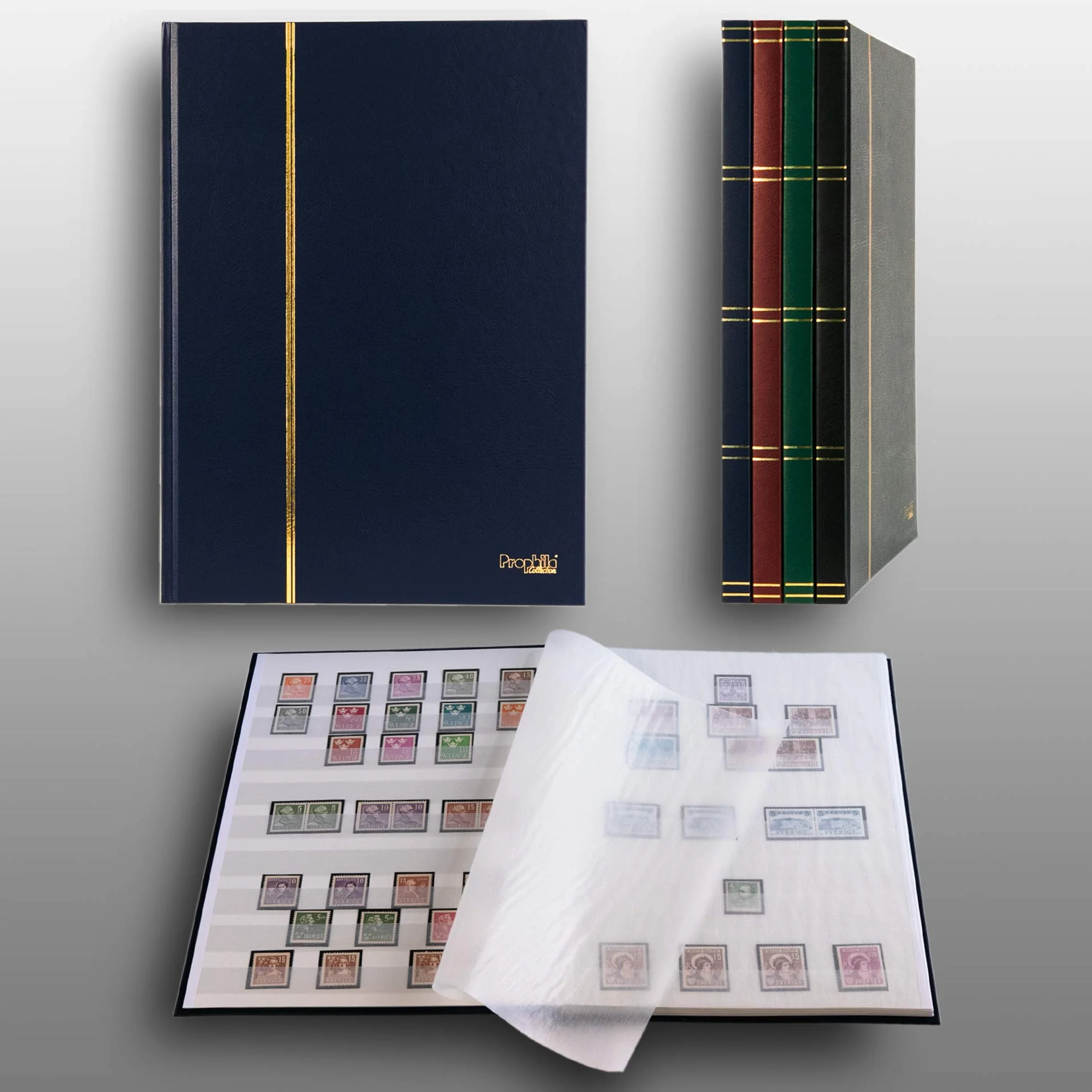 Prophila Collection 16 białych stron A4 teczka do znaczków pocztowych niebieska