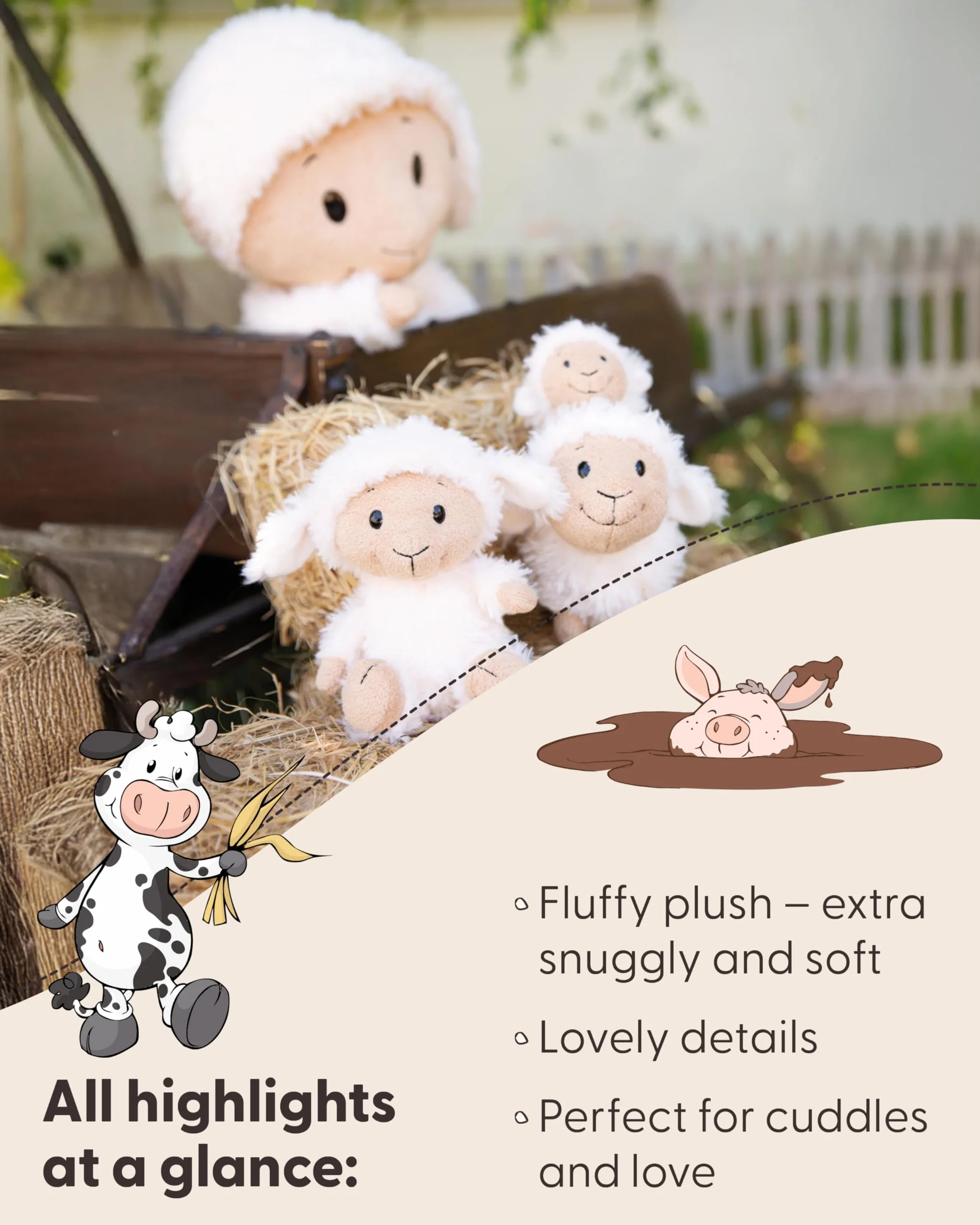 NICI 62256 Owieczka Sheepmila, miękki pluszak, urocza maskotka do przytulania i zabawy, świetny pomysł na prezent dla dzieci i dorosłych, 33 cm, biała