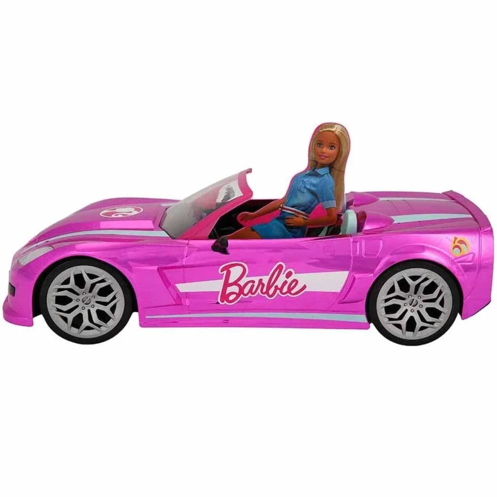 Mondo Motors – Mattel Barbie Dream Car Cabrio Glamour – samochód RC dla dzieci Barbie – dwuosobowy – realistyczne detale – różowy