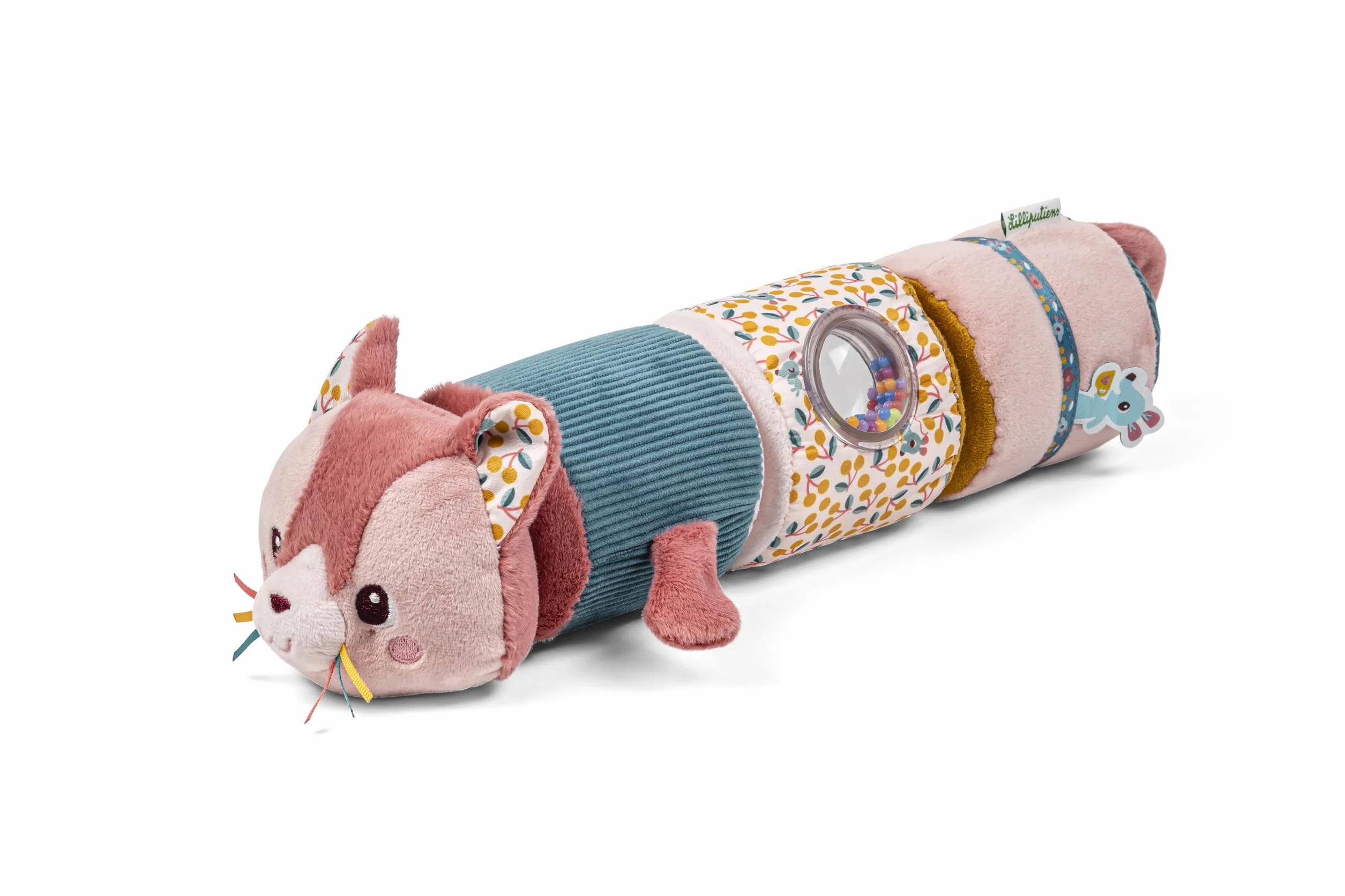 LILLIPUTIENS - Jeanne Le Chat - Dźwięk Rolki - 4 grzechotki - Zestaw montażowy - Różowy - 34cm - Od 6 miesięcy - 83630