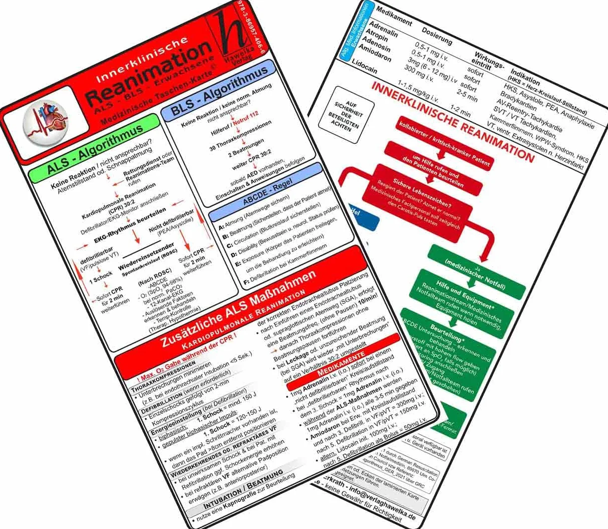 Intensiv-Station Karten-Set - Analgesie & Sedierung, Blutgase & Differentialdiagnose, Herzrhythmusstörungen, Inkompatibilitäten intravenöser Medikamente, Reanimation