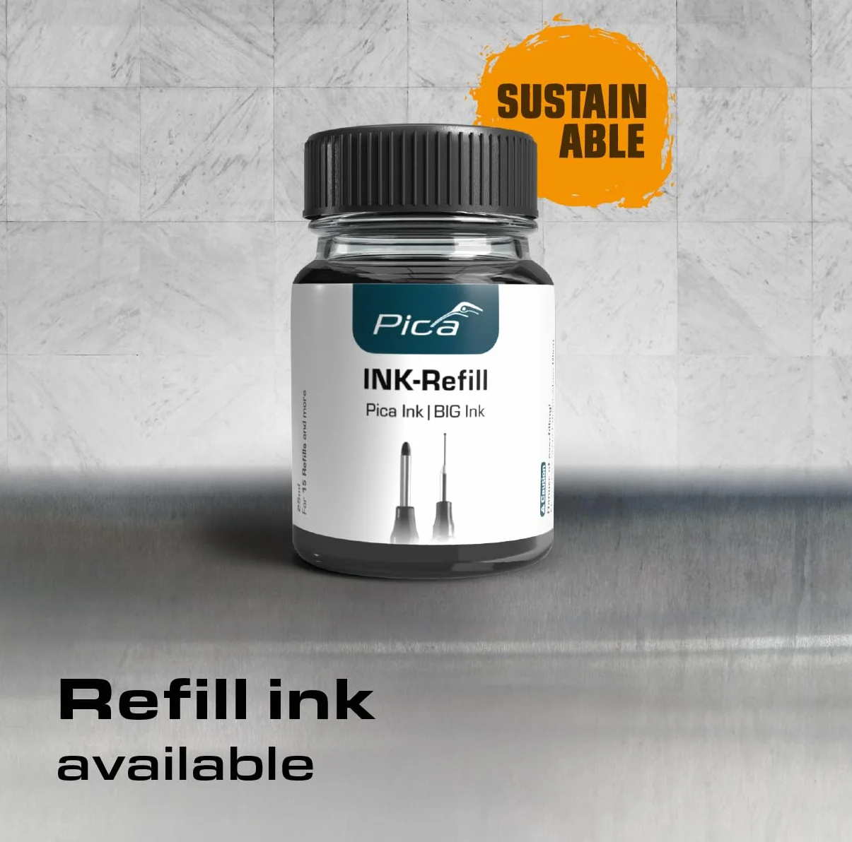 Pica BIG Ink czarny 170/46 | Permanentny marker XL Smart‑Use do głębokich otworów | Mocne oznaczenia | Do gładkich i suchych powierzchni