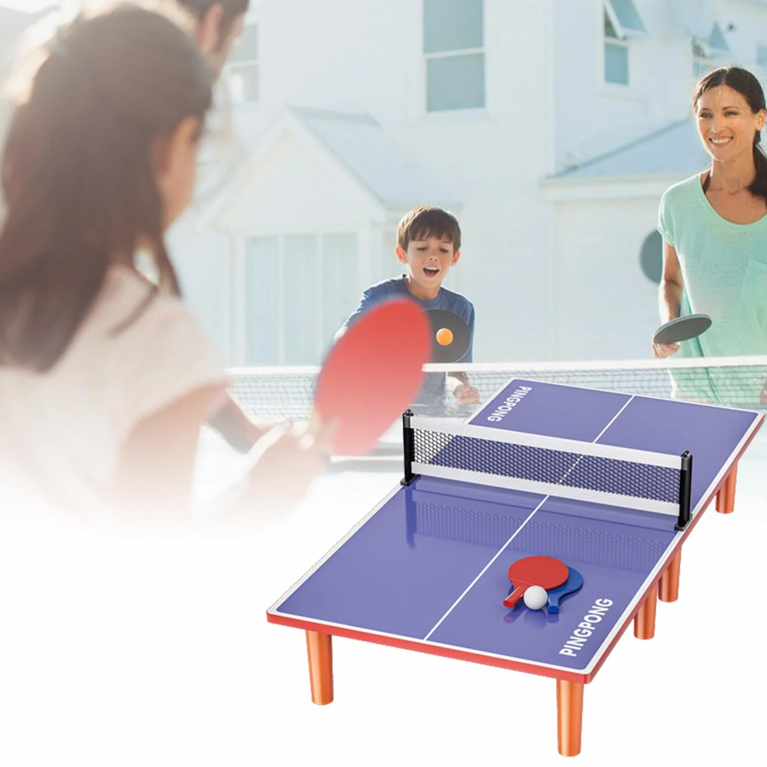 Small Ping Pong Table Set, Compact Ping Pong Table, Foldable Ping Pong Table, Weatherproof Stable Table Tennis Tables, Multi Games Table, Easy To Use, Portable for Kids Adults Game Rooms