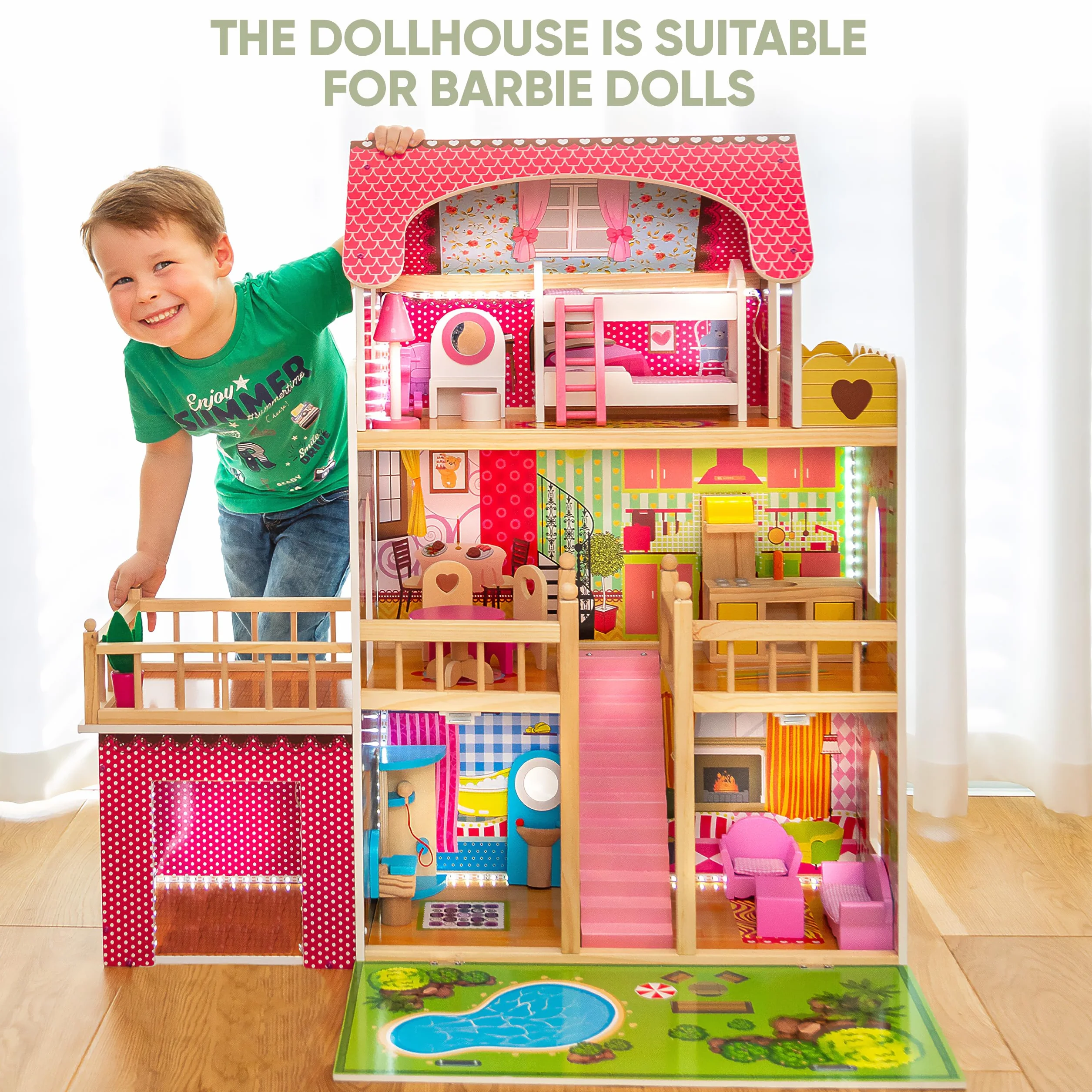 Kinderplay Gs0020 Drewniany Domek Dla Lalek