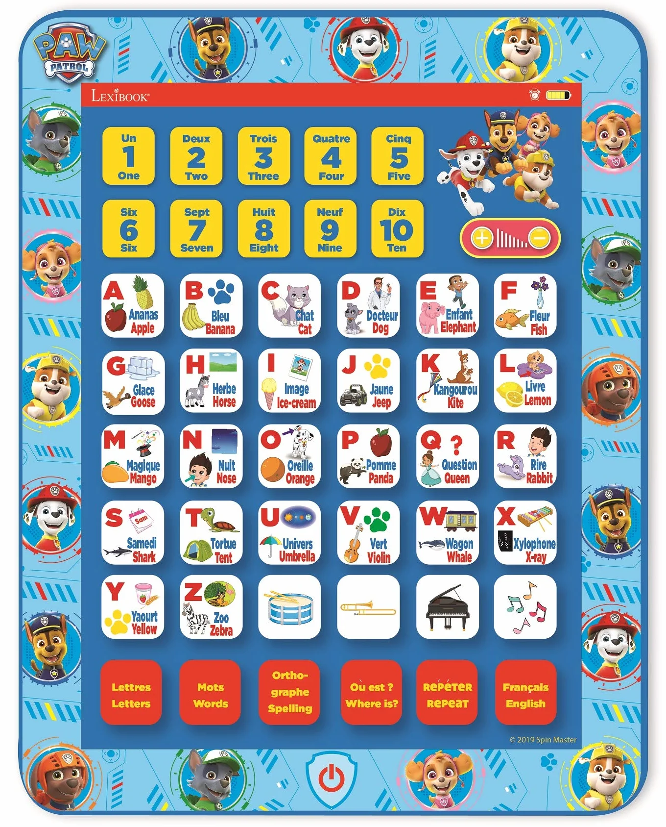 Lexibook Psiego Patrolu Psi Patrol Edukacyjny Dwujęzyczny Interaktywny Tablet Edukacyjny, JCPAD002PAi17, Niebieski