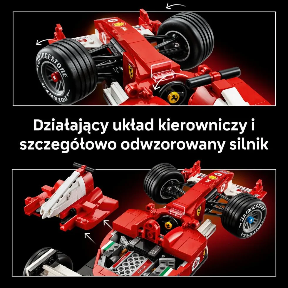 LEGO Icons Ferrari F2004 i Michael Schumacher, zestaw konstrukcyjny dla dorosłych z modelem bolidu F1, kolekcjonerski samochód wyścigowy, pomysł na prezent dla mężczyzny i kobiety 11375