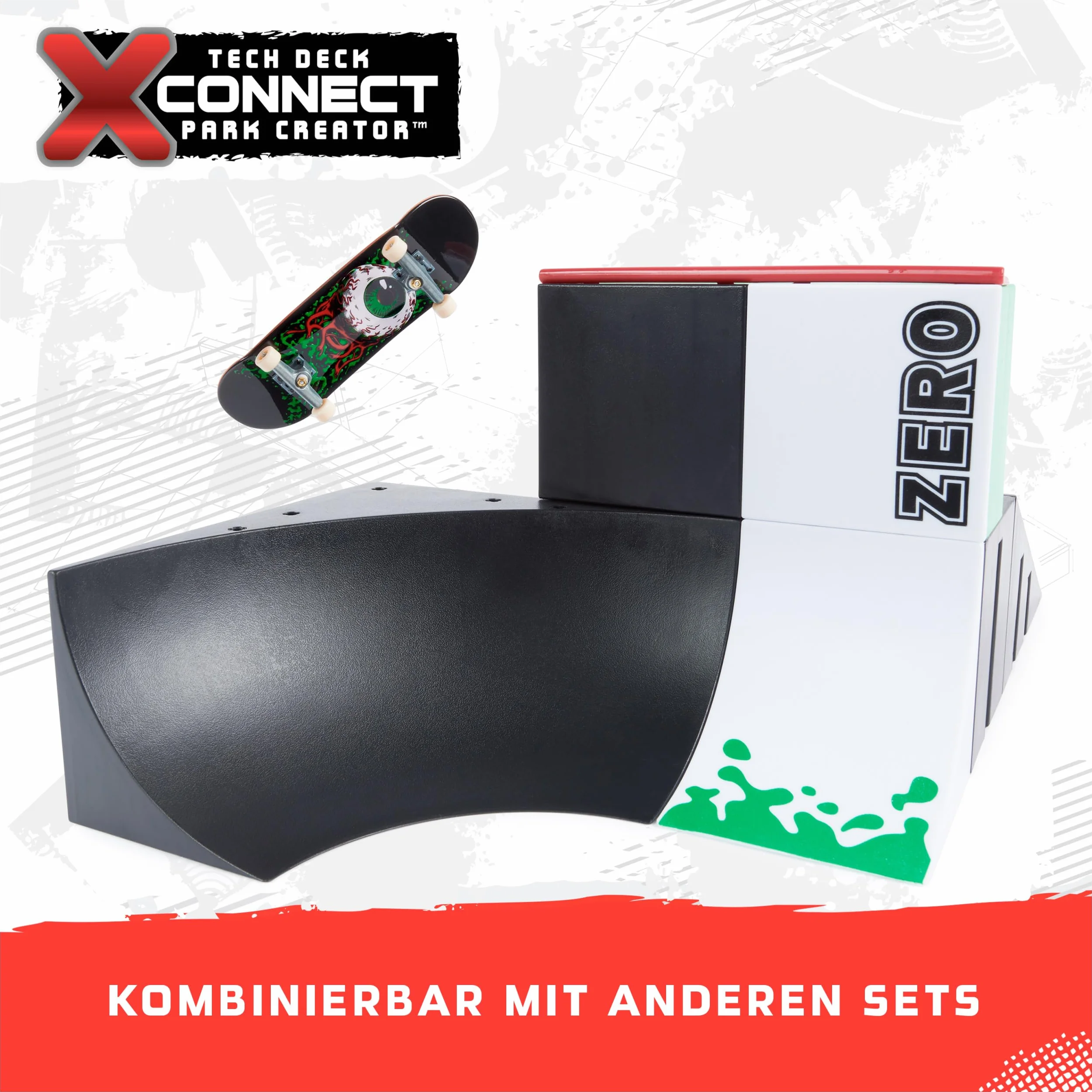 Tech Deck X-Connect zestaw startowy – Bowl Builder 2.0 zestaw ramp z autentyczną tablicą na palce marki Zero i akcesoriami, od 6 lat
