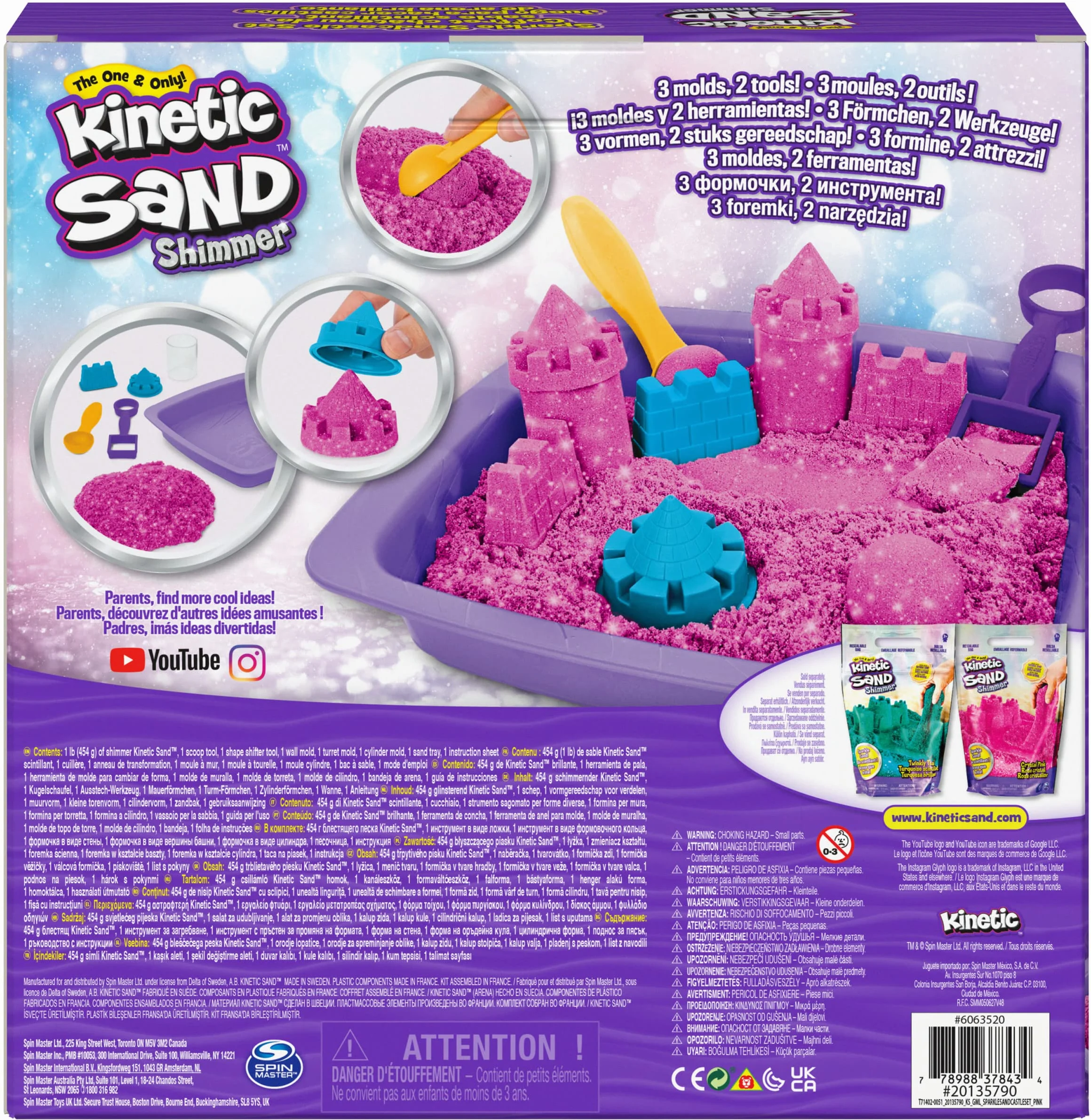 Kinetic Sand Shimmer Sand Castle 454 g różowy zabawki dla dzieci 3 lat