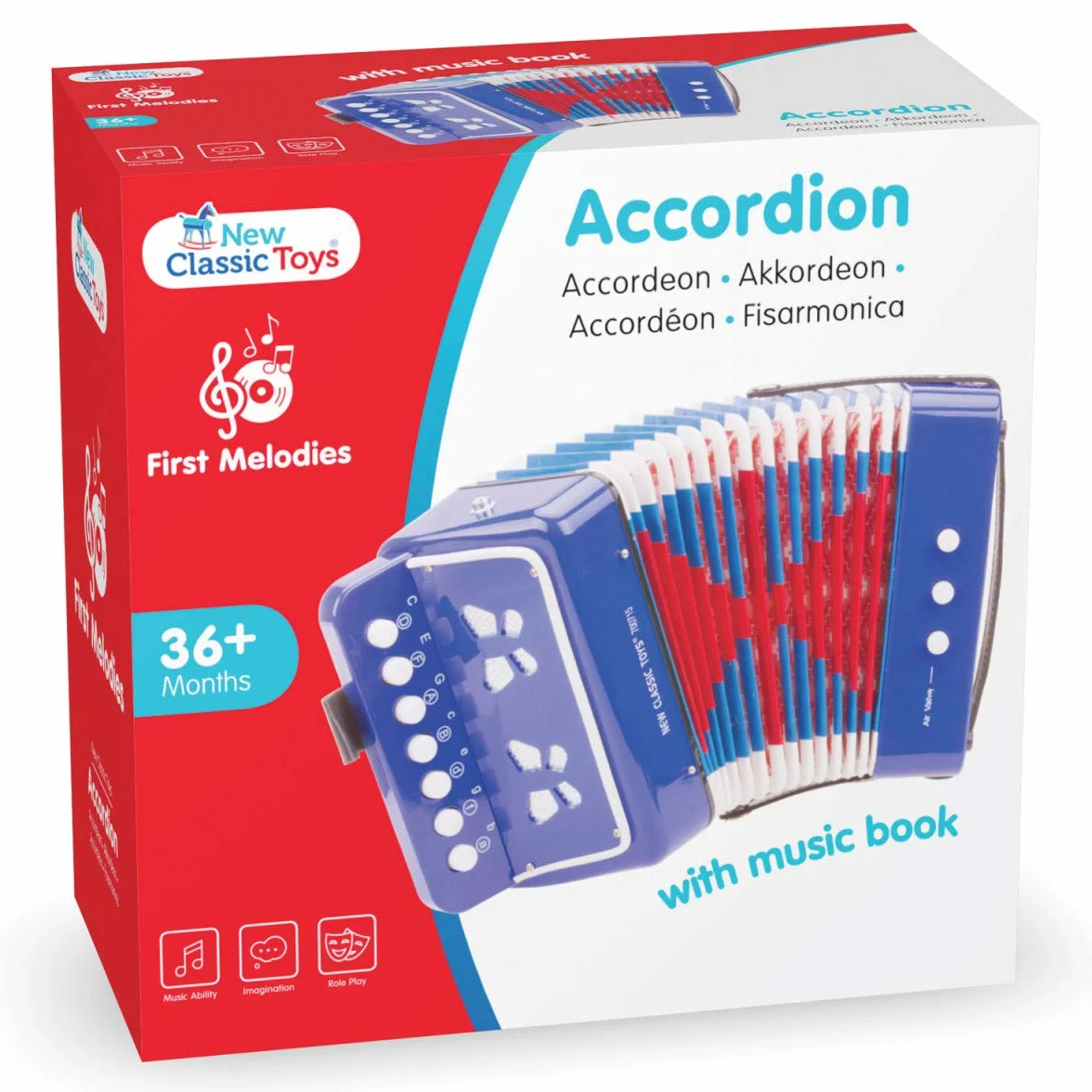 New Classic Toys akordeon z książką muzyczną niebieski 10056