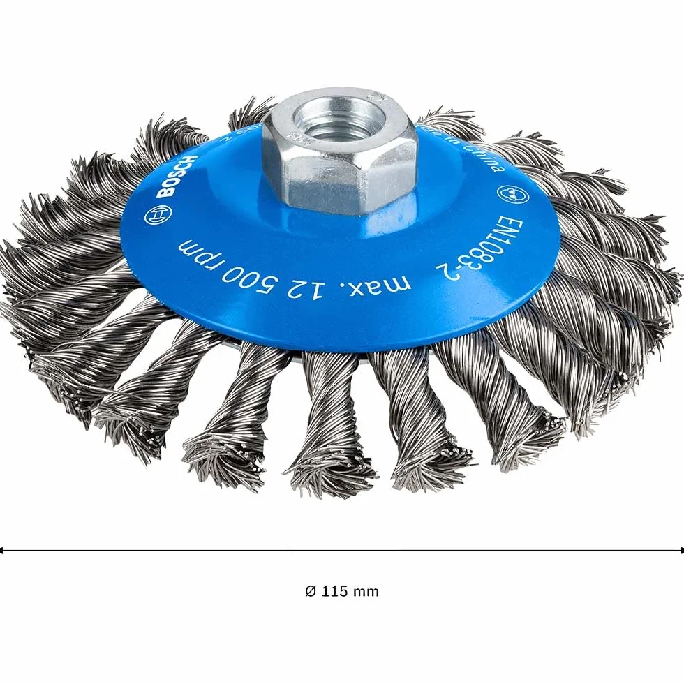 Bosch 2608622058 115Mm X M14 Conical Brush Knotted Wire 0.5Mm Steel